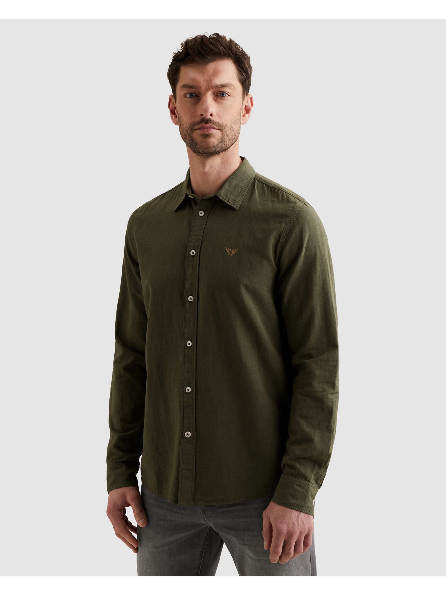 PME LEGEND Langarmhemd mit Logo Stickerei