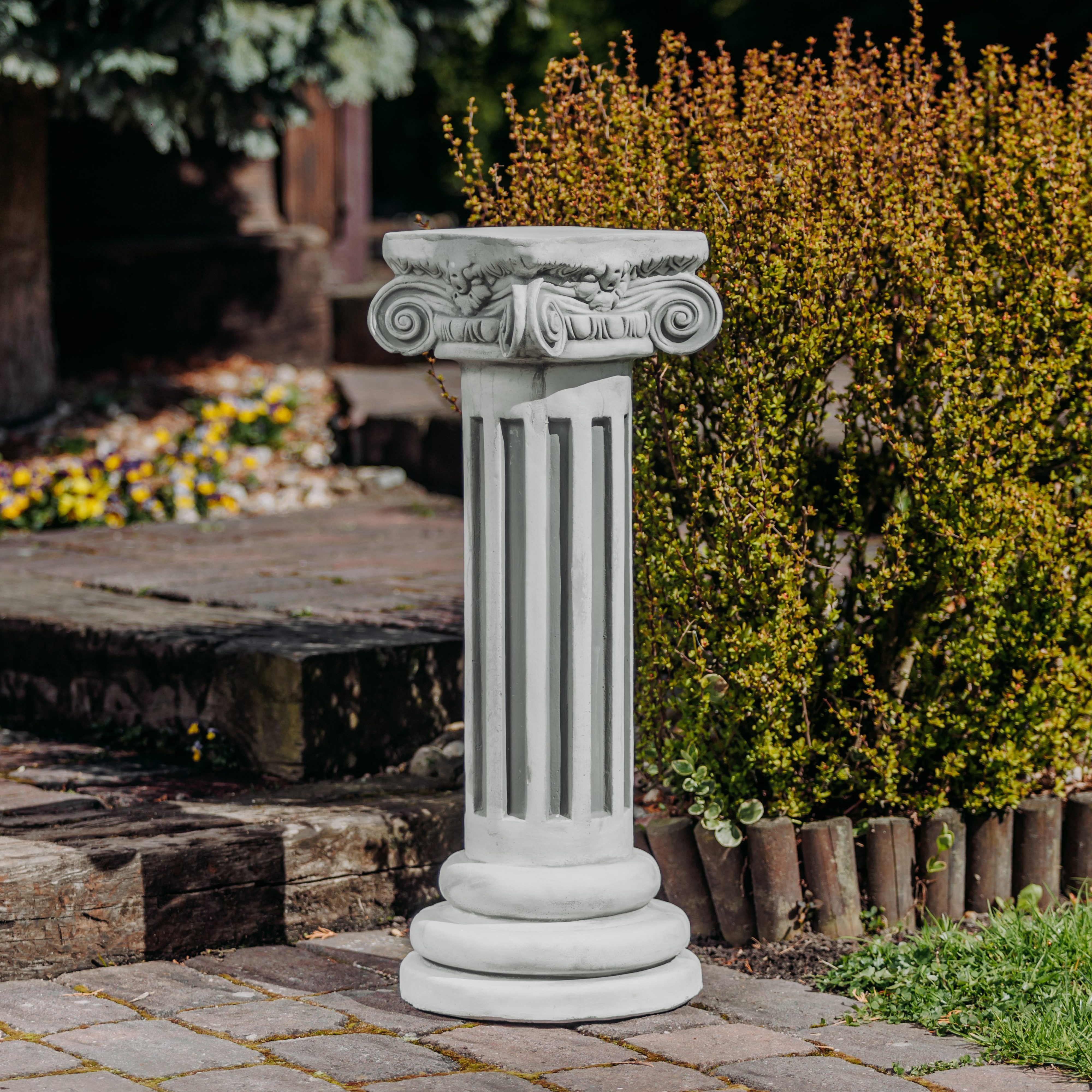 gartendekoparadies.de Gartensockel Griechische Steinsäule Podest Steinguss 75 cm 48 kg, Frostsicher