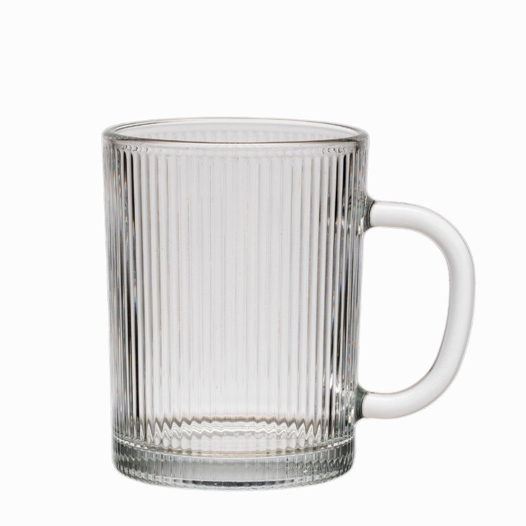 Zoha Glas 2er Set Riffle Cup Henkelglas - 360 ml Glas, Hitzebeständig, 2-tlg.