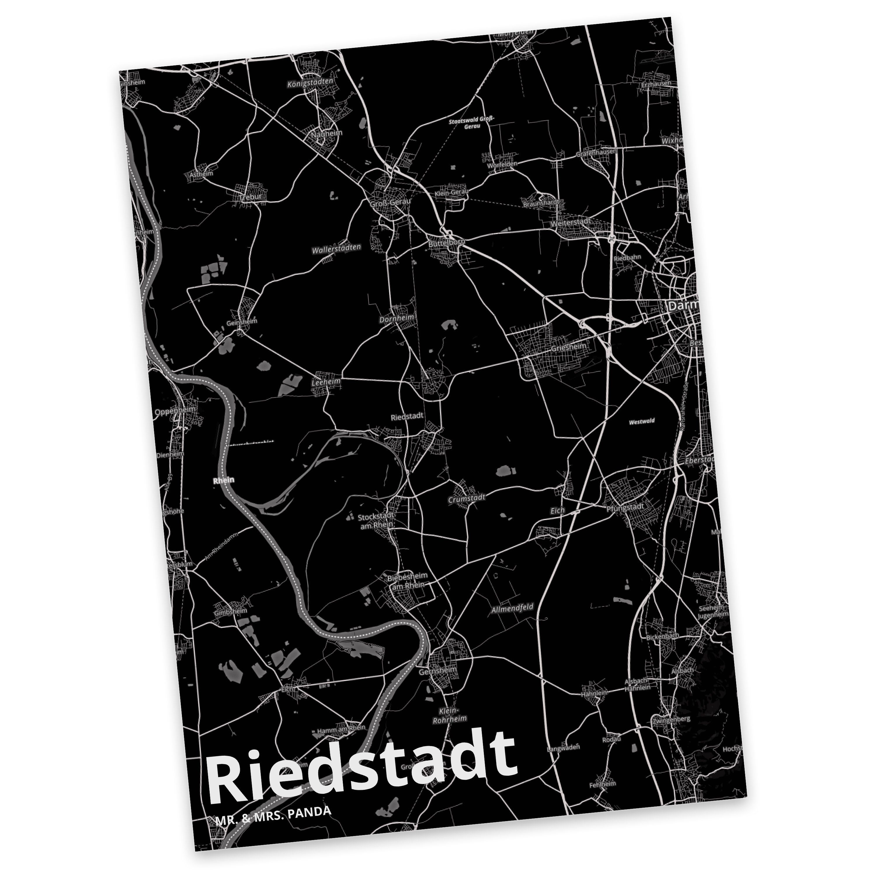 Mr. & Mrs. Panda Postkarte Riedstadt - Geschenk, Grußkarte, Ort, Städte, Geburtstagskarte, Einla