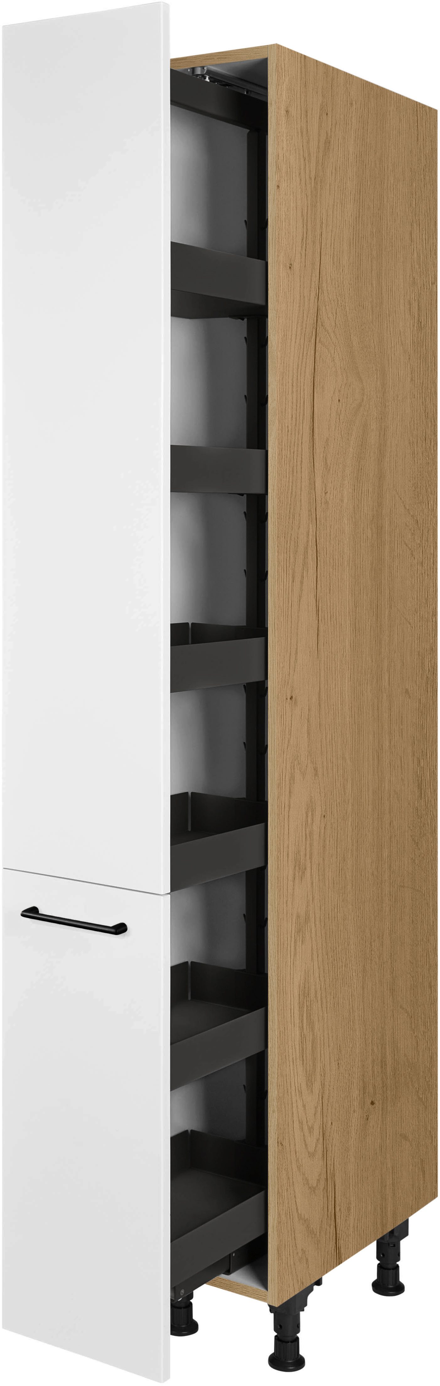 nobilia® Apothekerschrank "MIAMI", mit 5 Einhängekörben, Breite 30 cm, Höhe 216,6 cm, vormontiert, Ein- und Auszugsdämpfung SoftStoppPro
