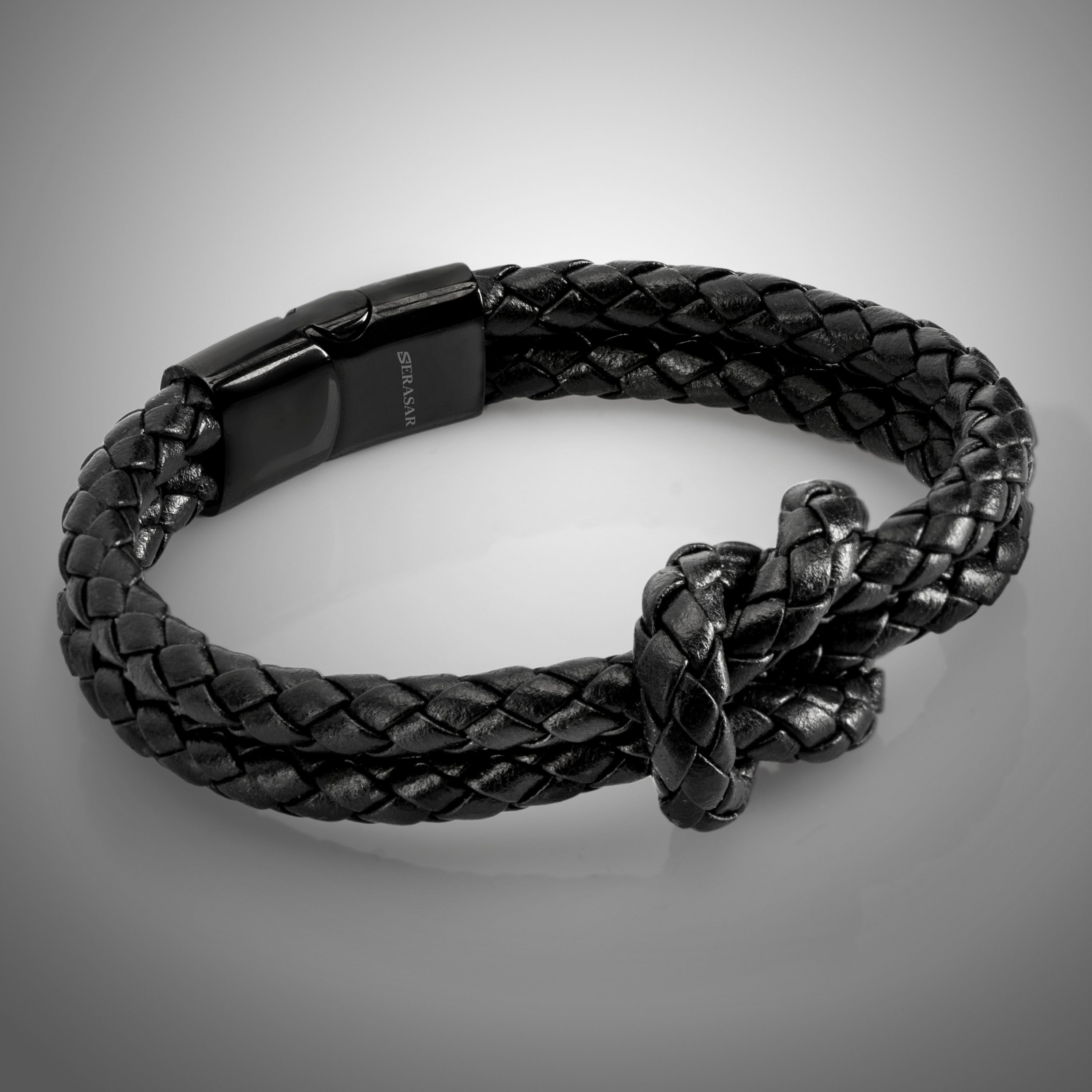 SERASAR Damenarmband Glied Lederarmband Schwarz elegant, durch "Knot" verlängerbar (Klassisch, casual, 1-tlg), Leder Kreuzknoten, zusätzliches