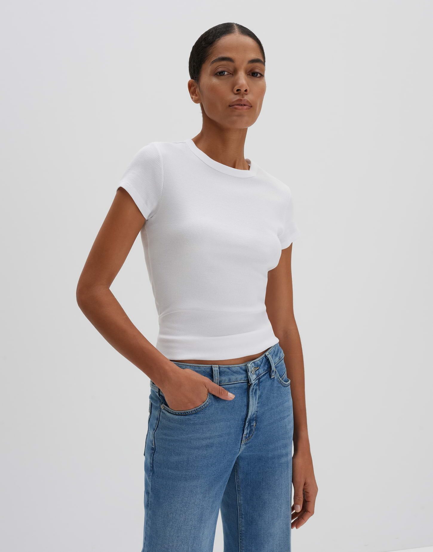 someday Kurzarmshirt Rippshirt KLEOH Slim aus BCI Cotton Mix