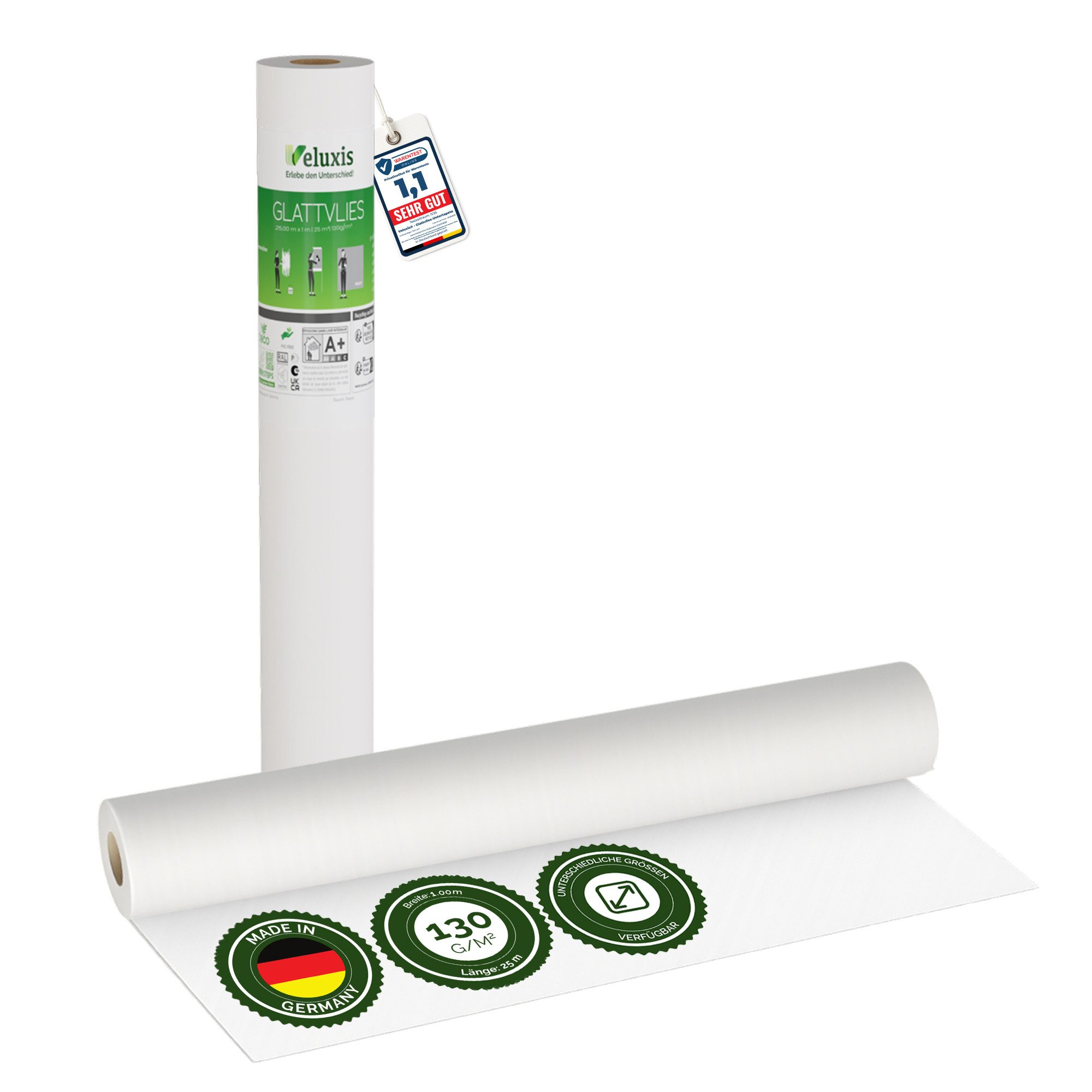 Veluxis Malervlies Veluxis® Premium Glatvlies, (1-St), überstreichbar, rissüberbrückend & formstabil