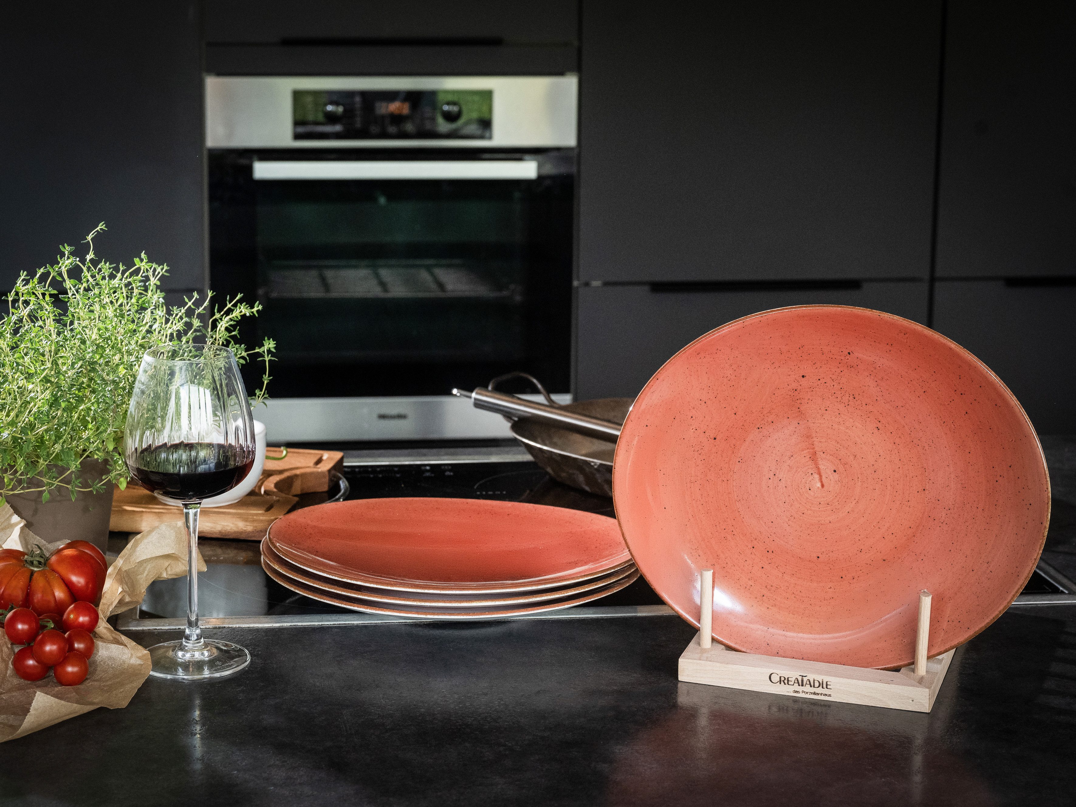 CreaTable Steakteller Vintage Nature, Teller Set, 4-tlg., (4 St), Naturverbundenes Design, Vielseitig einsetzbar