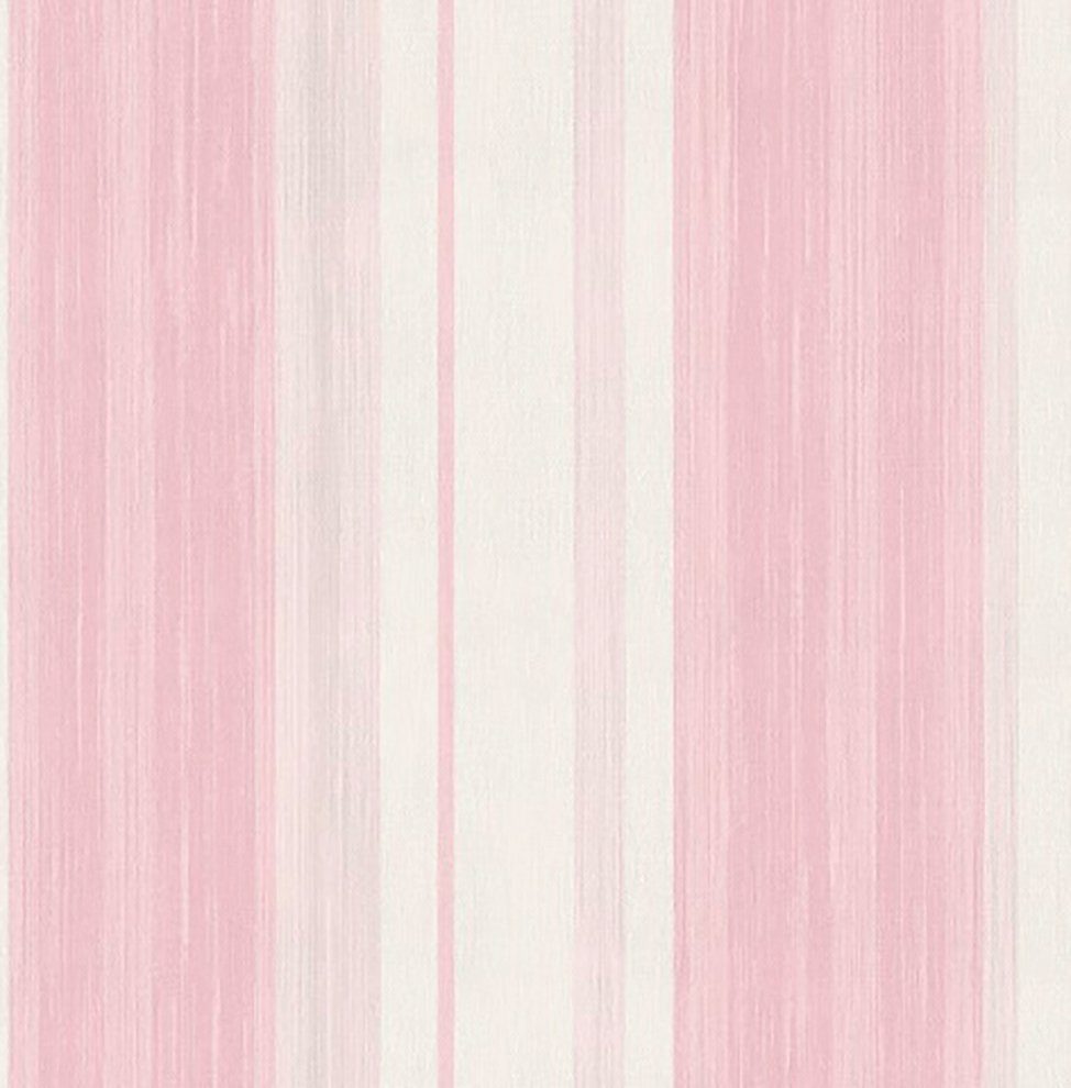 Art for the home Vliestapete Streifen, Streifen, (1 St), Rosa/Weiss - 10m x 53 cm