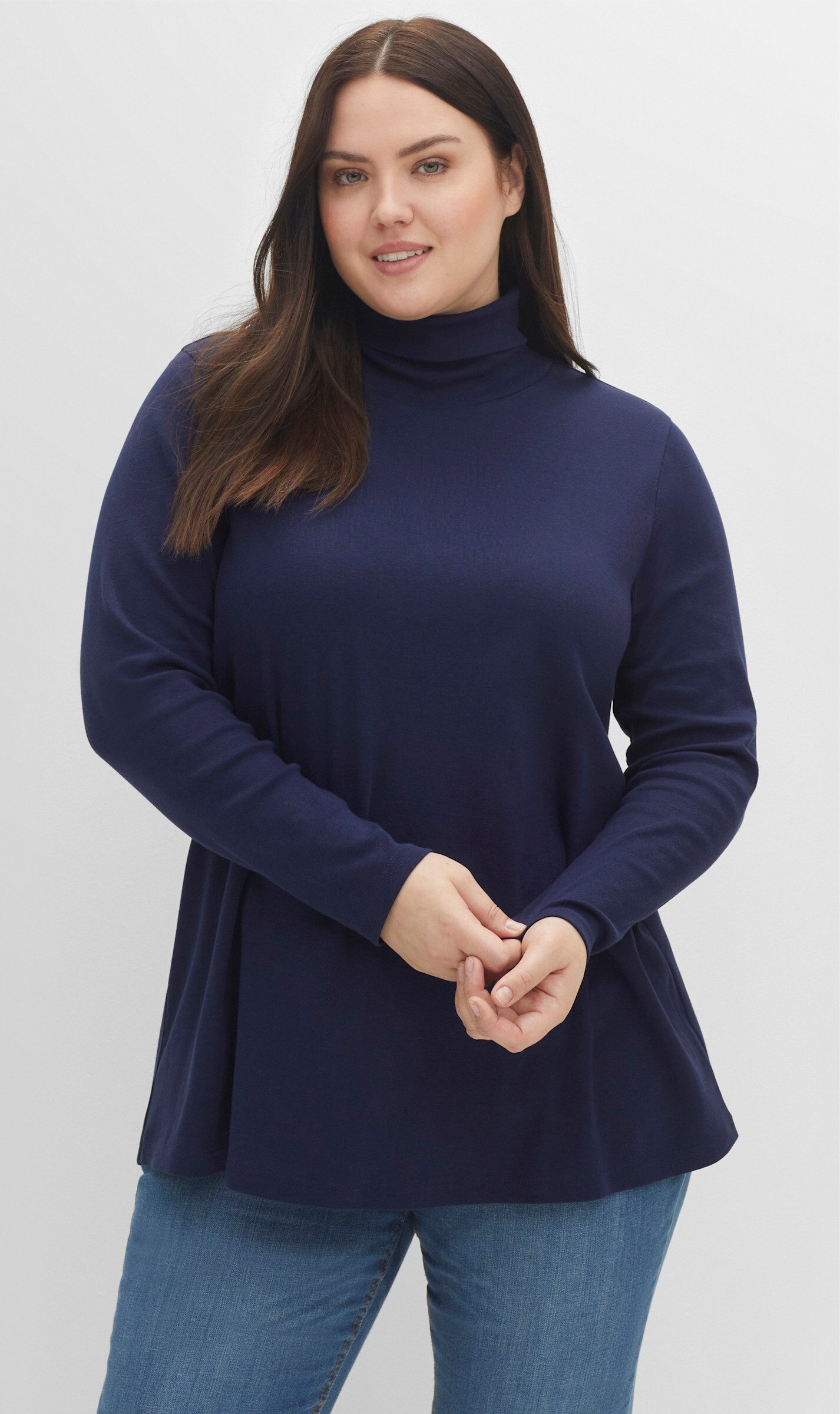 Sheego T-Shirt Rollkragenshirt . mit Rollkragen, in A-Linie günstig online kaufen