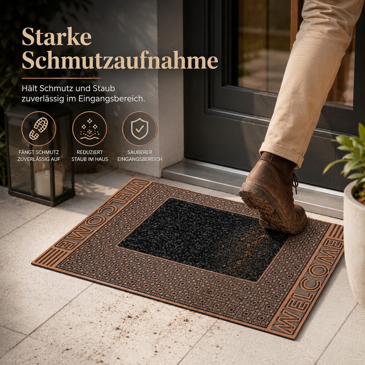 Luckice Fußmatte Robuste Kokosmatte für Eingangsbereich innen & außen,Türmatte, Wetterfest Türmatte für Eingangsbereich,Haustür,Garage,waschbar
