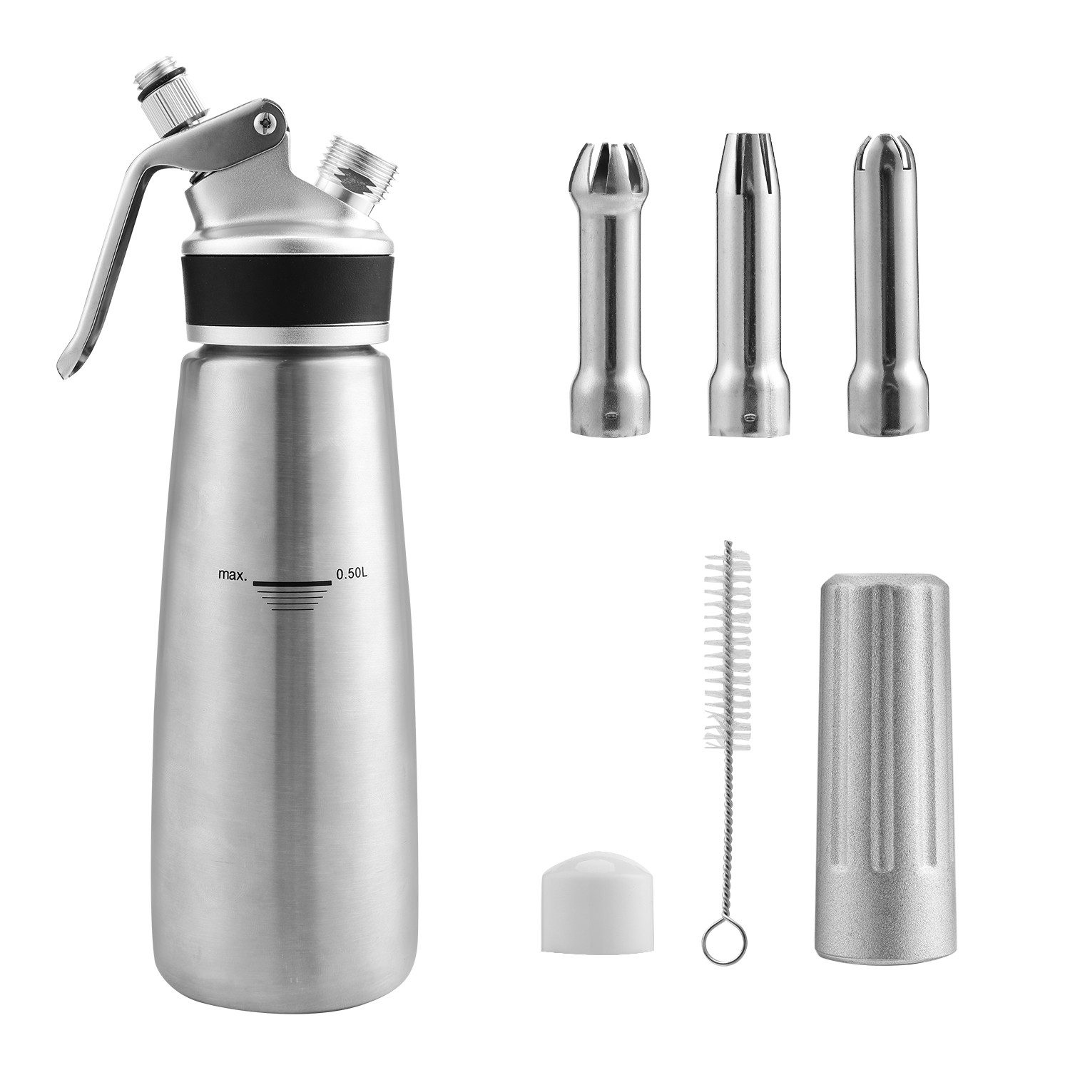Sahnesyphon Sahnespender Profi Sahnesyphon aus Edelstahl 500 ml