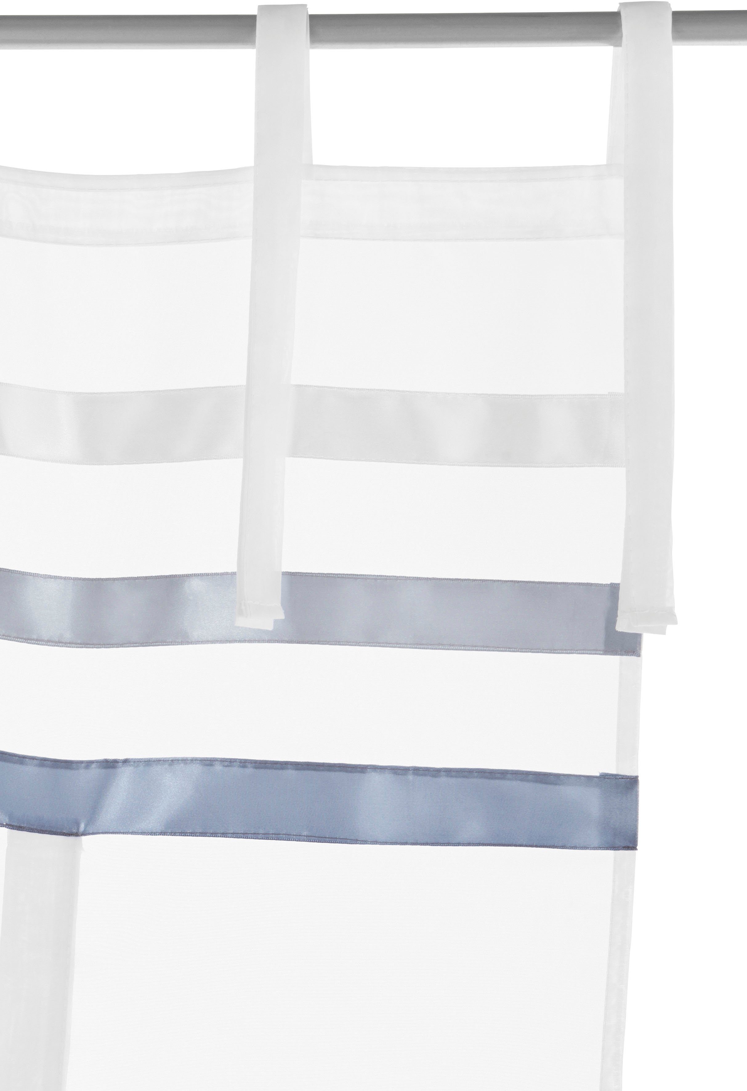 Bindegardine Polyester EBY, St), home, Satin, my (1 Transparent, Satin, weiß/grau halbtransparent, Bindebänder