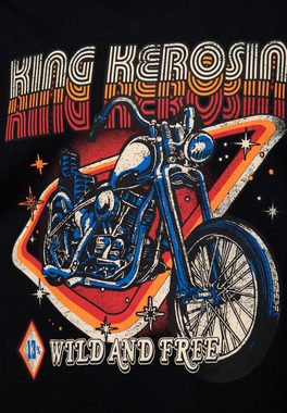 KingKerosin Print-Shirt Wild & Free (1-tlg) mit 70s Motorrad-Artwork