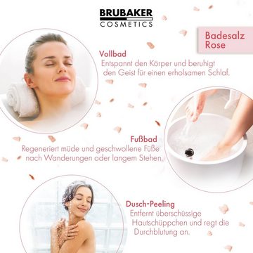 BRUBAKER Badesalz Badesalz - Rosen Duft - Badezusatz mit natürlichen Extrakten, 1-tlg., Wellness Baden für Entspannung, Erholung und Körperpflege
