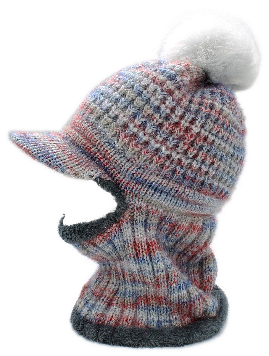 dy_mode Skimütze Damen Sturmhaube Thermo Strickmütze mit Schal Skimütze Gefüttert (Mütze mit Schal) Gefüttert, Mütze mit Schal