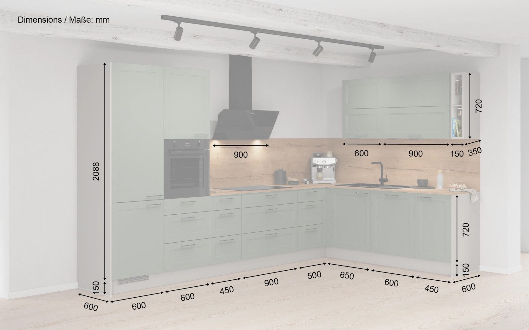 nobilia® Winkelküche Olmo, individuell anpassbar, gratis Küchenplanung mit Profis, (Breite 613.2 cm), vormontiert, wahlw. mit E-Geräten, inkl. Lieferung