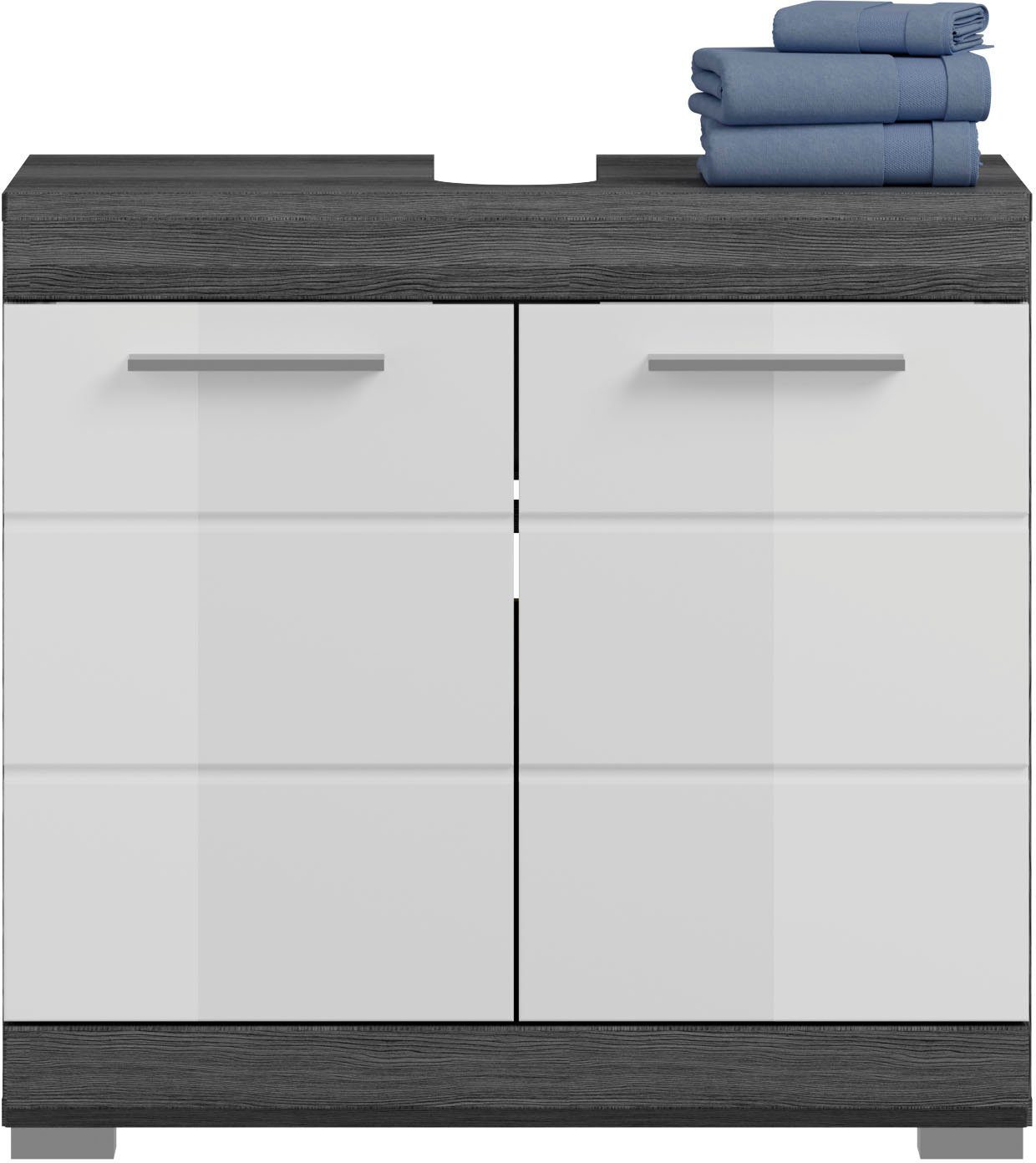 welltime Waschbeckenunterschrank SIENA, Breite 60cm, mit 2 Türen oder 2 Schubkästen, MDF-Front (1-St., TOPSELLER!, mit Siphonausschnitt 10x25 cm) in verschieden – Bild 4 von 5
