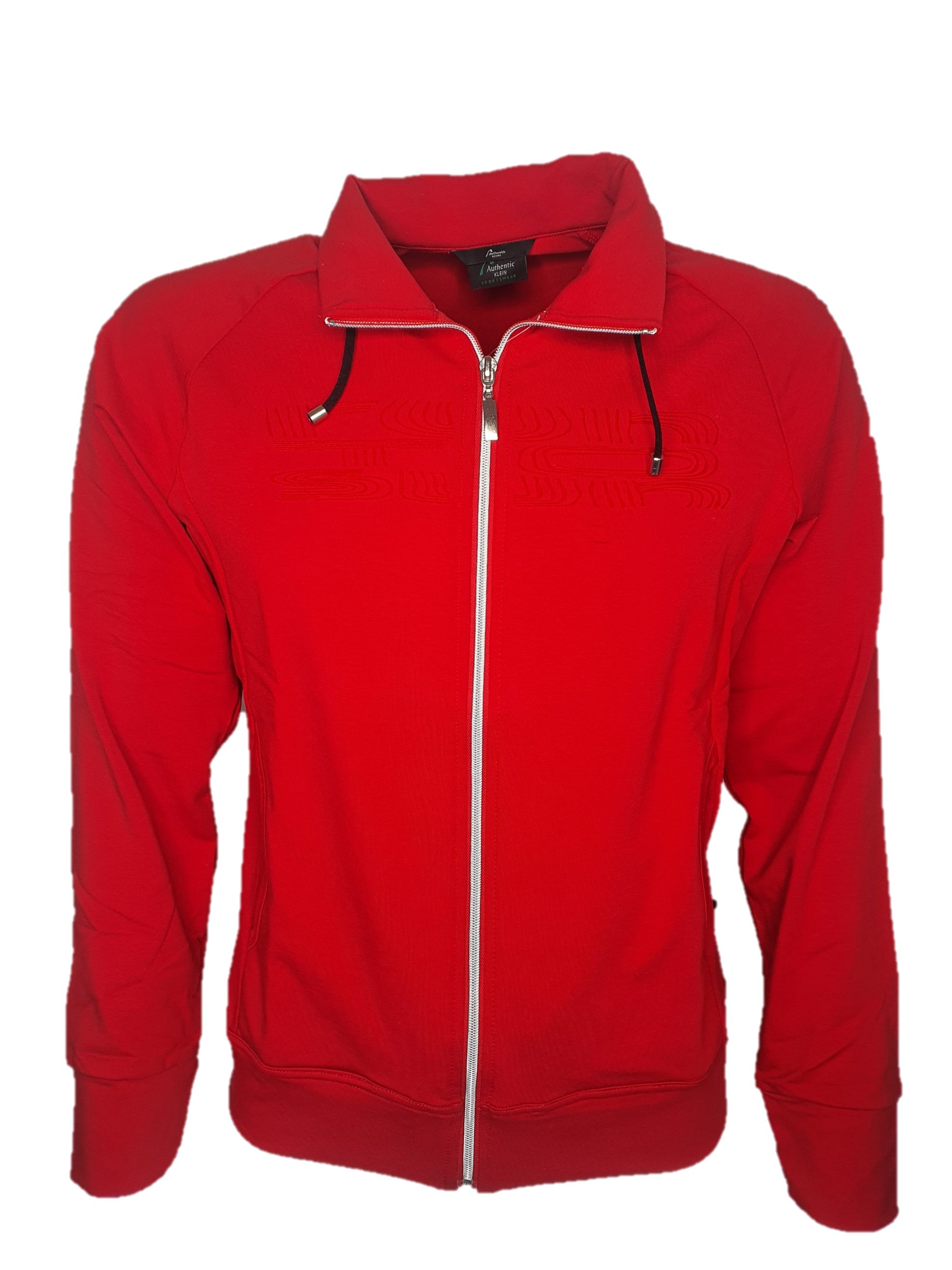 Authentic Klein Sweatjacke Sportive Damen Baumwoll-Mix Jacke mit Zierstickerei Rot