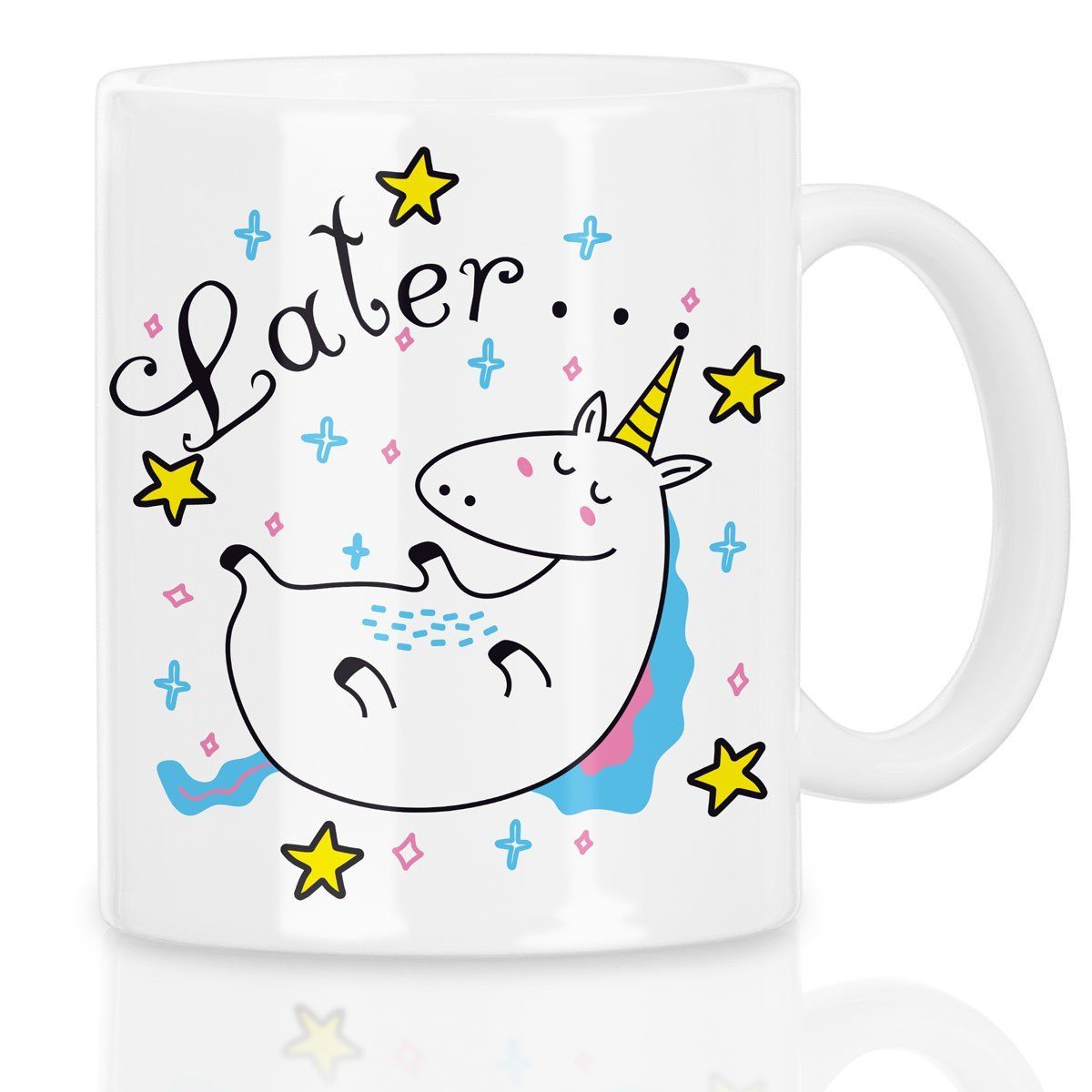 style3 Tasse, Keramik, Later Sleepy Unicorn Einhorn Kaffeebecher Tasse glitzer langschläfer verschlafen