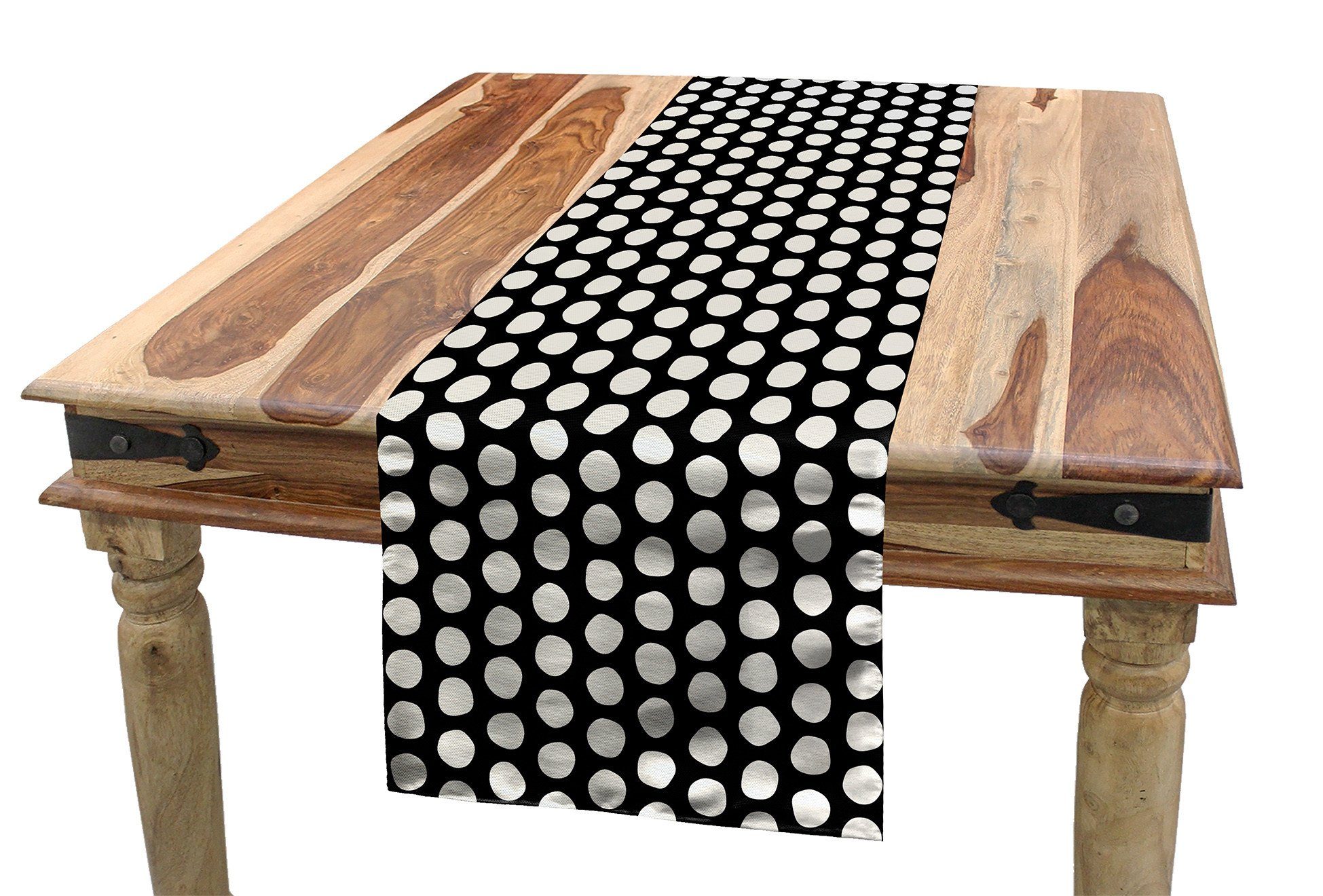 Esszimmer Grau Tischläufer, Elfenbein Dekorativer Rechteckiger Abakuhaus Punktformen und Tischläufer Küche Jumble