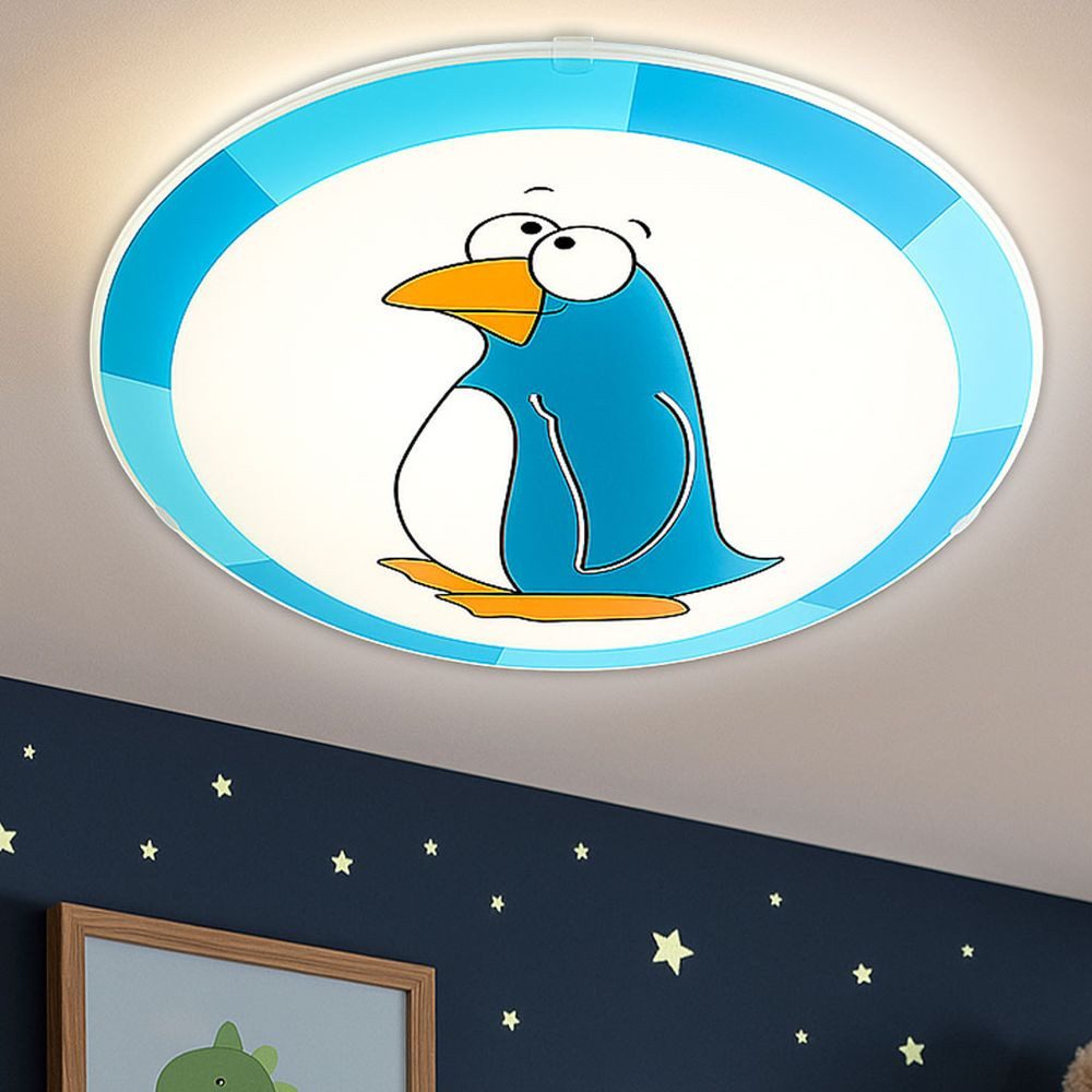 EGLO Deckenleuchte, Leuchtmittel nicht inklusive, Kinderzimmer Deckenleuchte Pinguin Deckenlampe Kinder blau