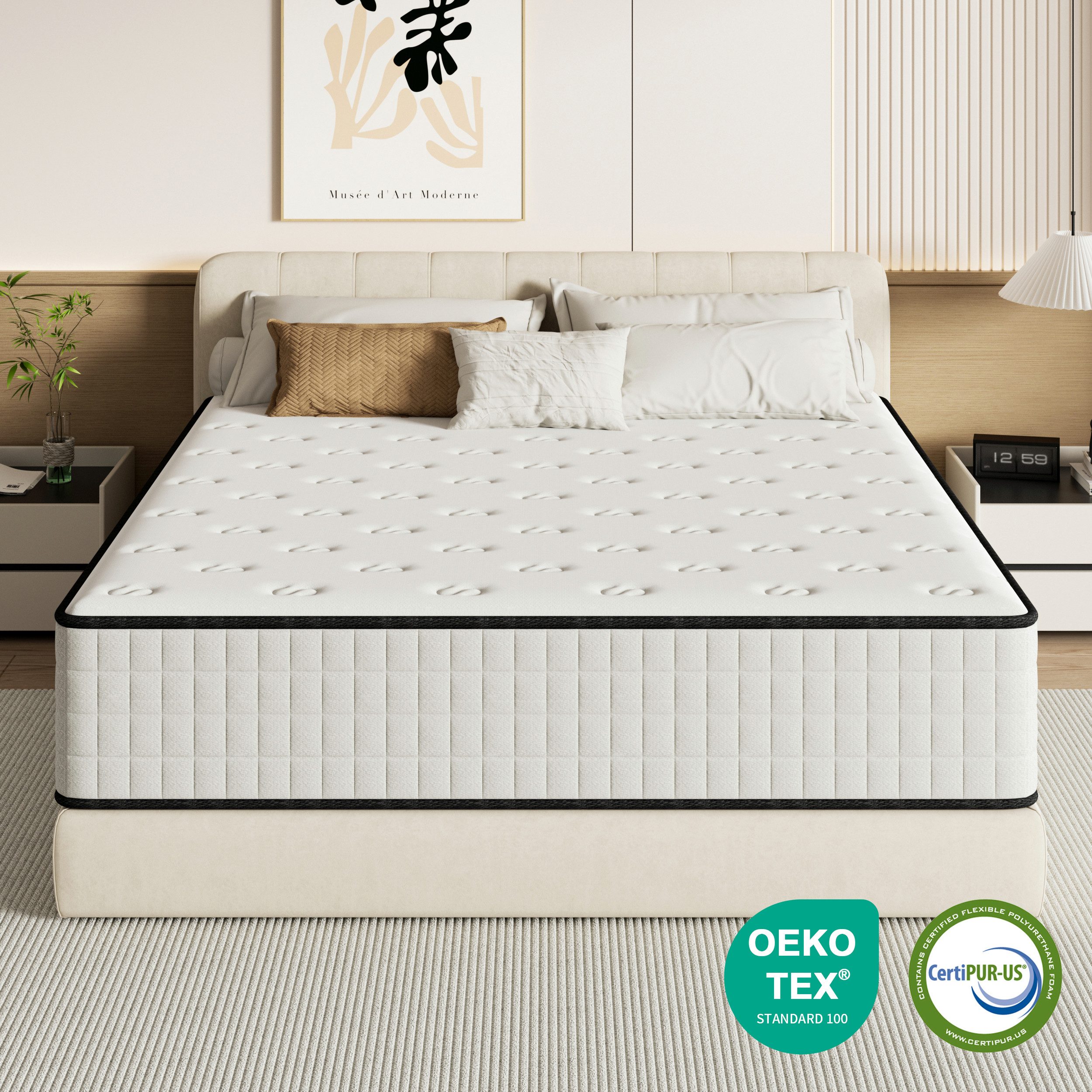 Komfortschaummatratze Memoryschaum Schaumstoffmatratze mit 7-Zonen-Stützung, H2/H3, DEWINNER, 25 cm hoch, Orthopädisch, atmungsaktiv & zertifiziert, 140×200x25 cm