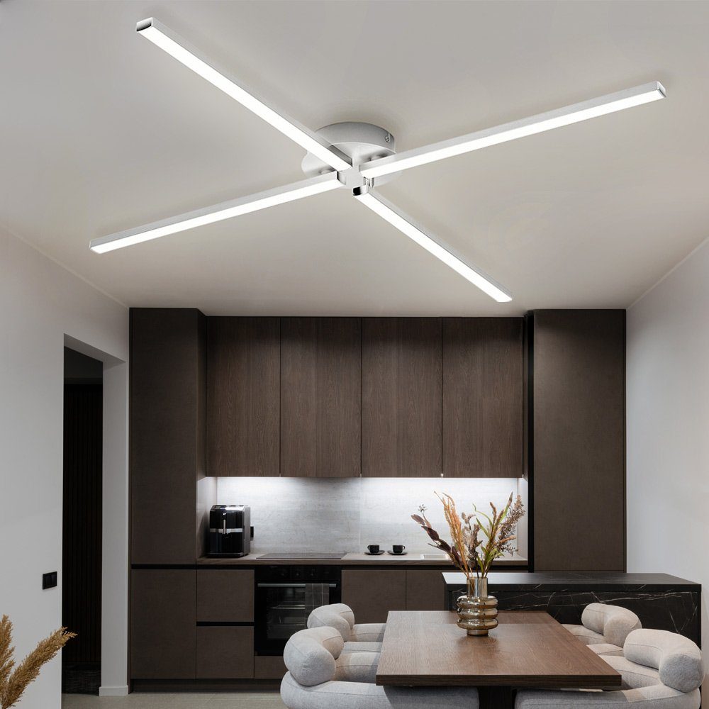 Briloner Leuchten LED Deckenleuchte, LED-Leuchtmittel fest verbaut, Warmweiß, LED Deckenleuchte Wohnzimmerlampe Metall 4 Flammif schwenkbar L 78 cm