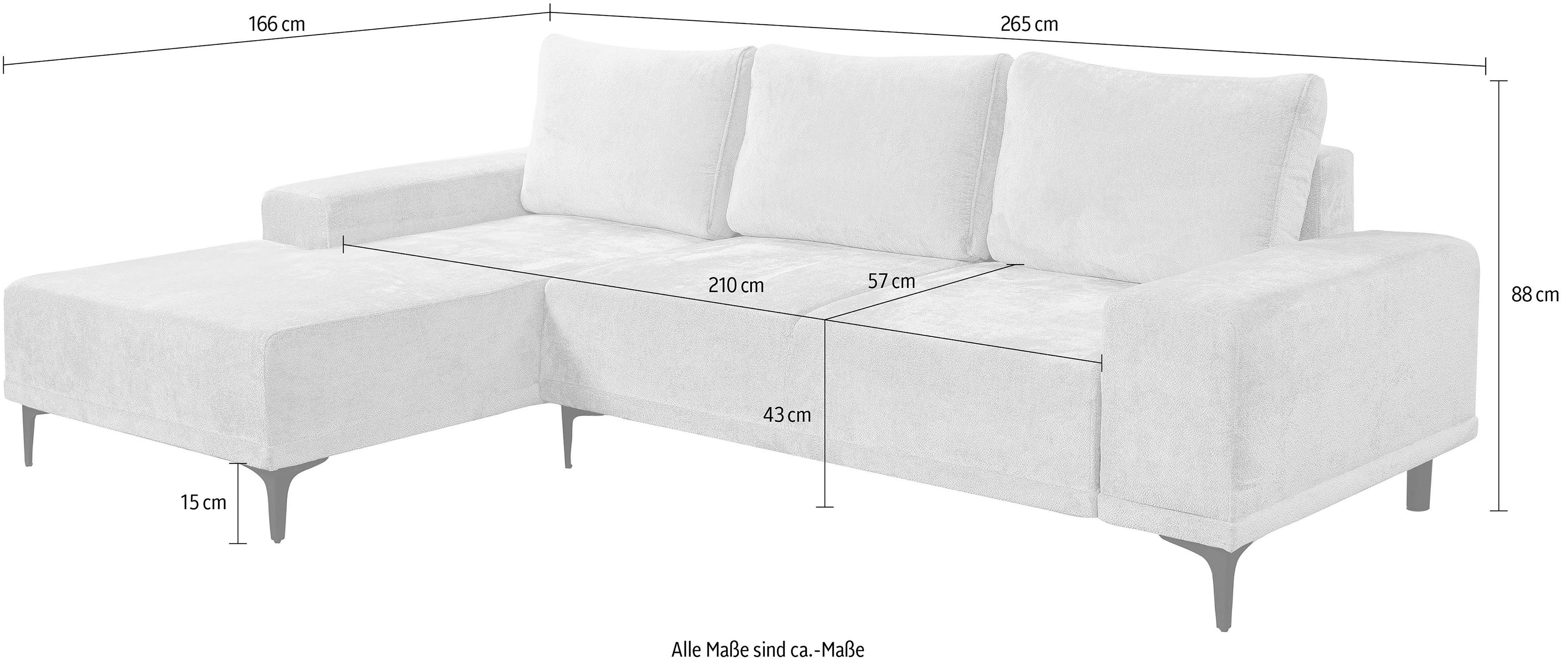 Havanna, in & Eckcouch WERK2 mit Schlaffunktion Bettkasten Moderne Bouclé Ecksofa