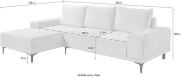 WERK2 Ecksofa Havanna L-Form, Moderne Eckcouch in Bouclé mit Schlaffunktion & Bettkasten