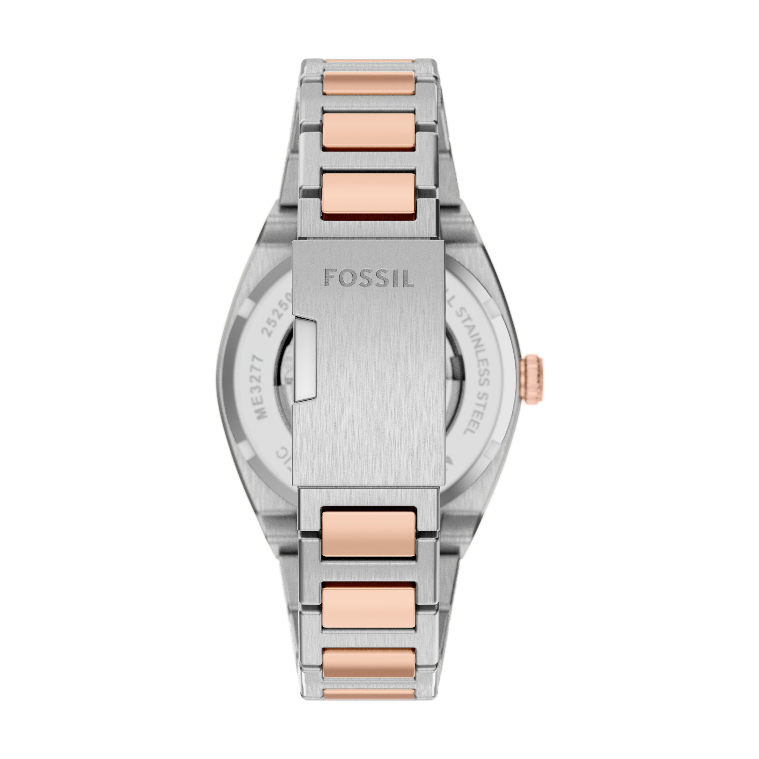 Fossil Automatikuhr EVERETT ME3277, Armbanduhr, Herrenuhr, Mechanische Uhr, Edelstahlarmband, analog