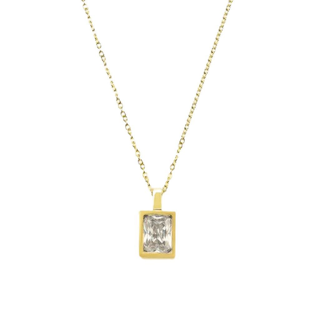 GOLDKLEIN Kette mit Anhänger Edelstahl vergoldet Schmuck Stein mit verschie günstig online kaufen