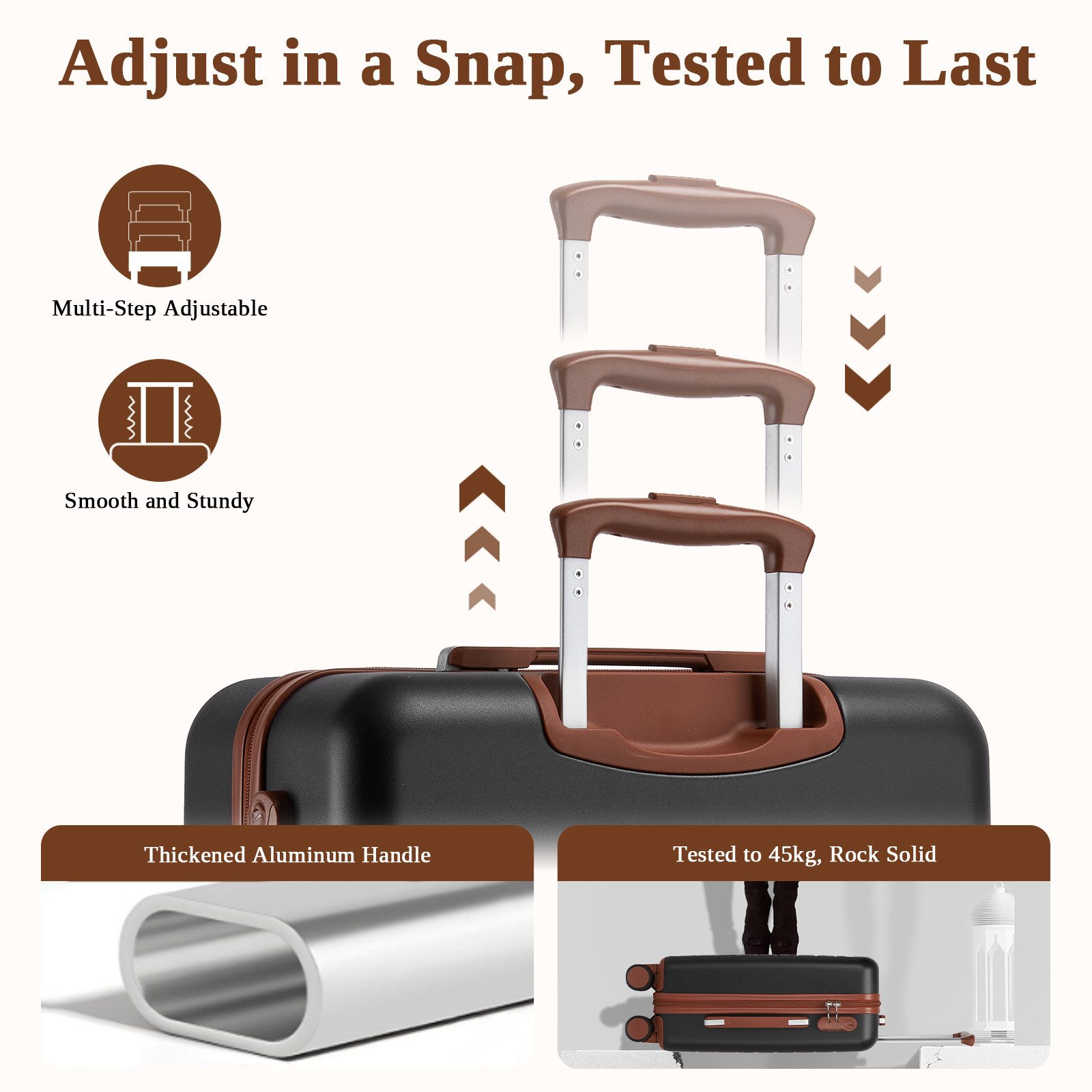 KONO Handgepäckkoffer Hartschalen Koffer mit integriertem Zahlenschloss