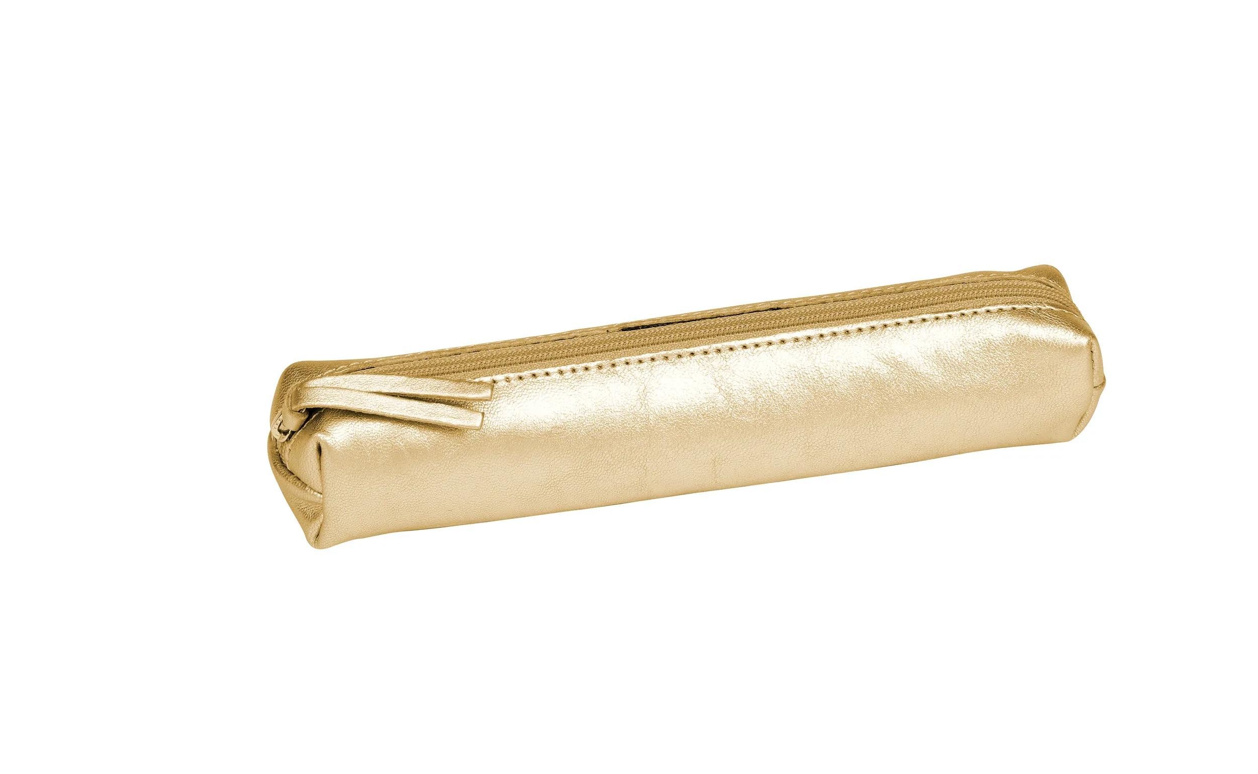 CLAIREFONTAINE Organizer 4x Cuirisé, Schlampermäppchen SLIM 4x2,5x19,5cm, Gold - 400086C, Flaches Schlampermäppchen