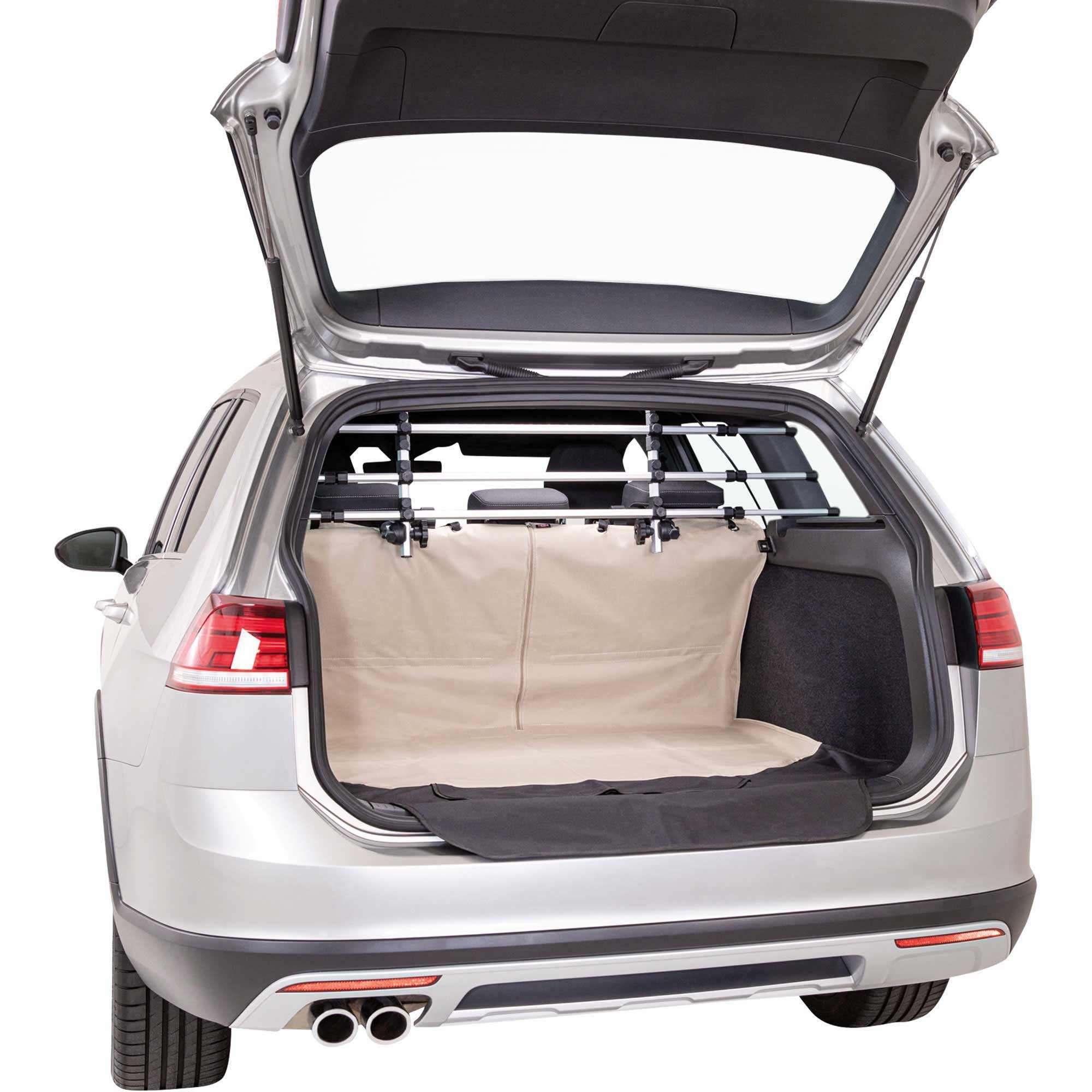 Schecker Tier-Autoschondecke Auto-Schondecke Rückbank plus Kofferraumdecke,  Kofferraum: Maße ca. : 1,80 × 1,30 m Farbe: beige, mit Ladekantenschutz in