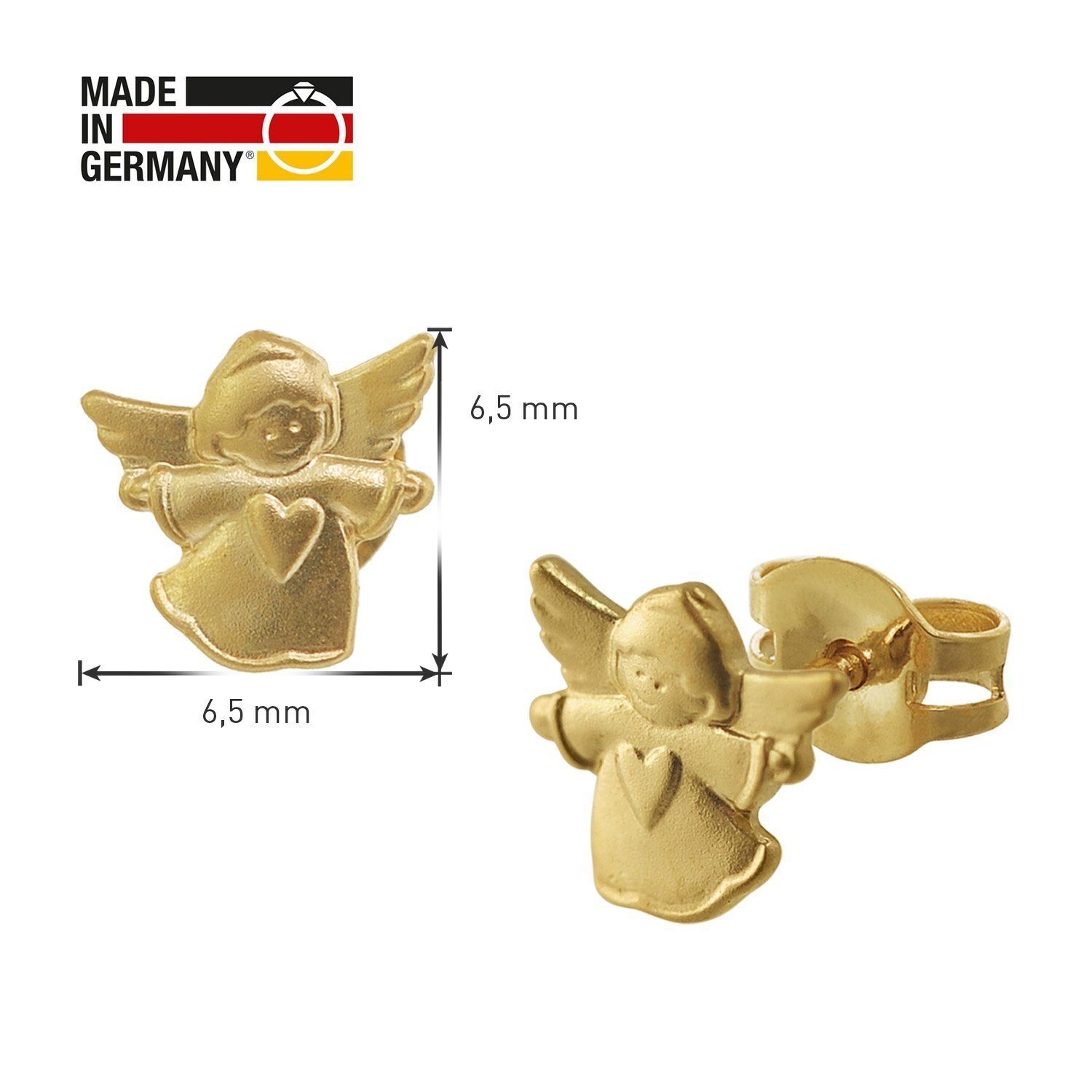 Kinder Accessoires trendor Paar Ohrstecker Kinder-Ohrringe Engel Gold 585