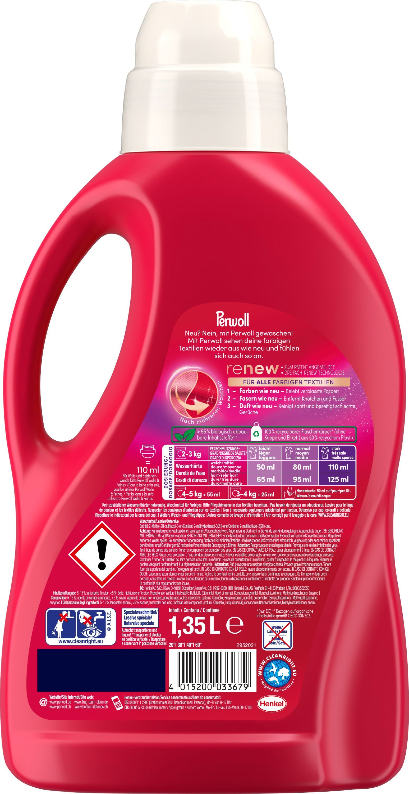 Perwoll Color & White Gel 2 x 27 WL (54WL) Colorwaschmittel (Doppelpack, [2-St. Flüssigwaschmittel mit Dreifach-Renew-Technologie - für bunte & weiße Wäsche)