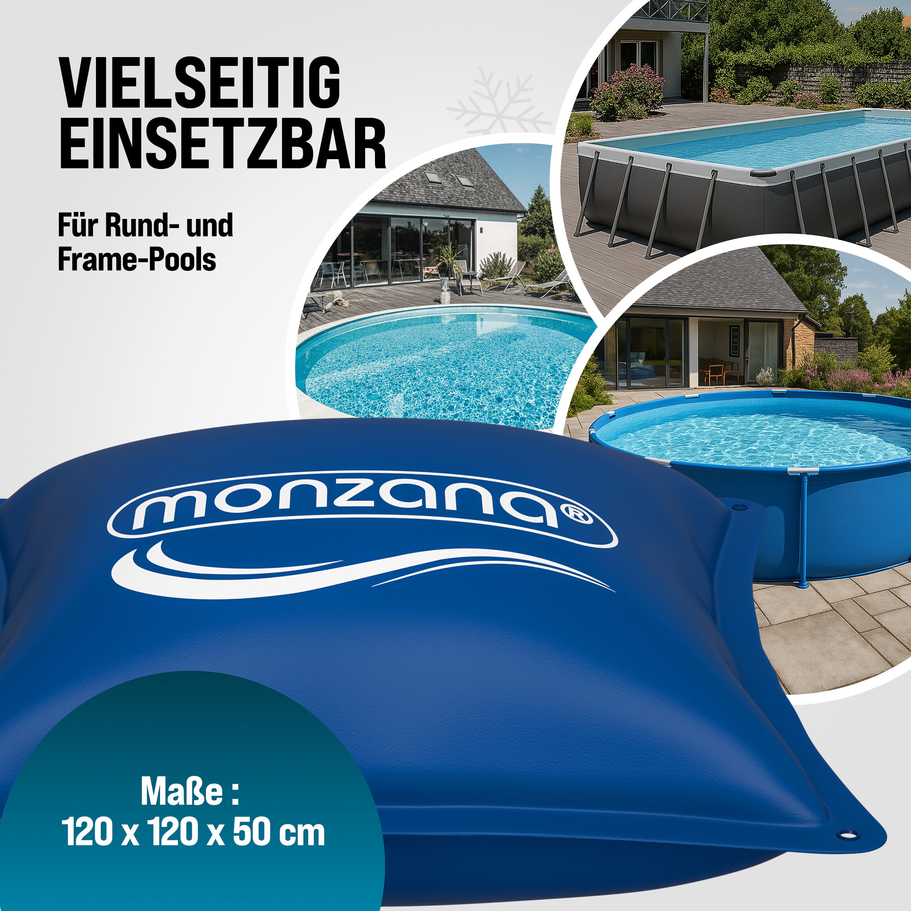 monzana Pool Poolkissen (5-tlg), 4x Poolkissen Winter XL Chlorbeständig Seil PVC Verstärktes Material