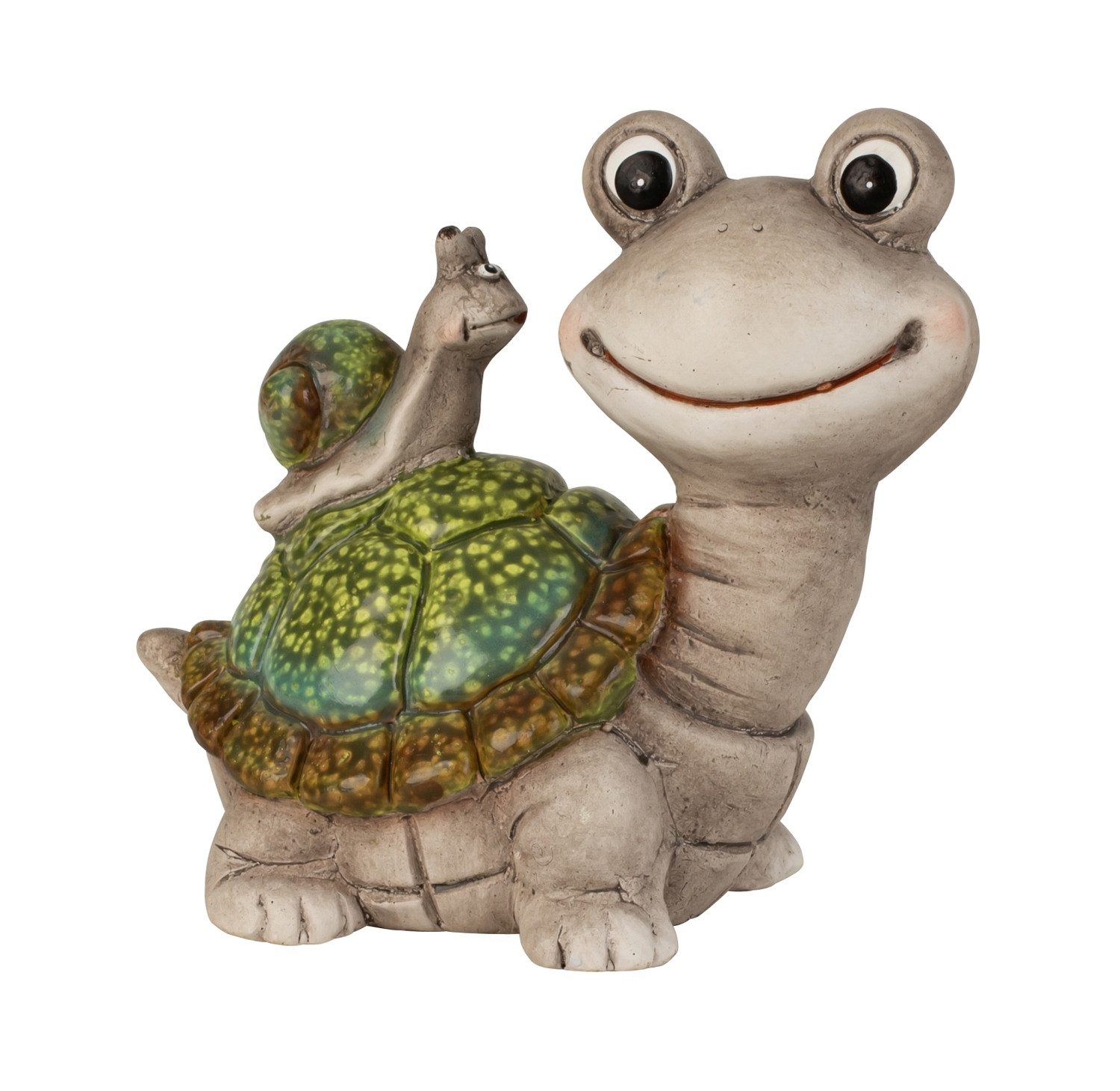 Gartenfigur Schildkröte Sammy Keramik Dekofigur mit Schnecke bunt 13cm