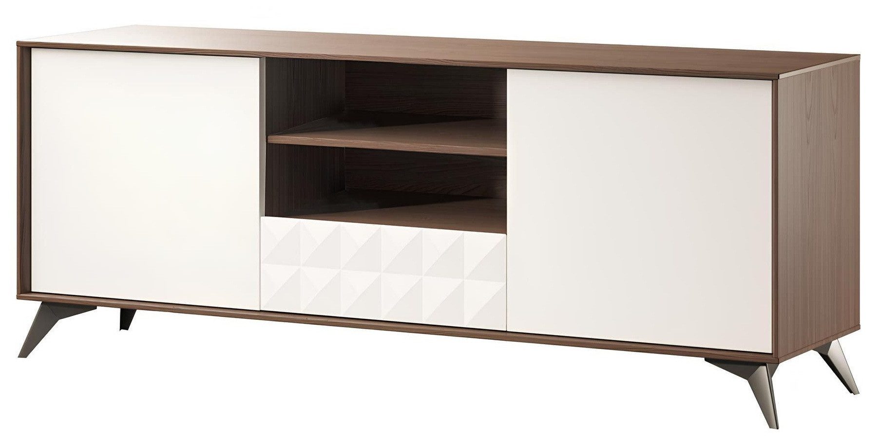 Xlmoebel TV-Board Luxus-TV-Design-Sideboard mit Regal und Stauraum in Hochglanz Weiß (Sideboard, 1 St., RTV 4062292183010), Hergestellt in Europa