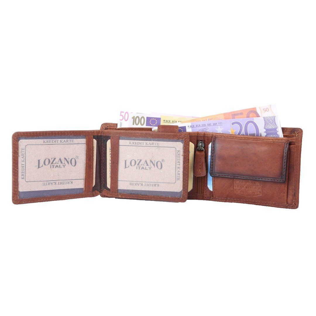 Portemonnaie, Börse mit Münzfach Geldbörse Schutz Herren SHG RFID Leder Brieftasche