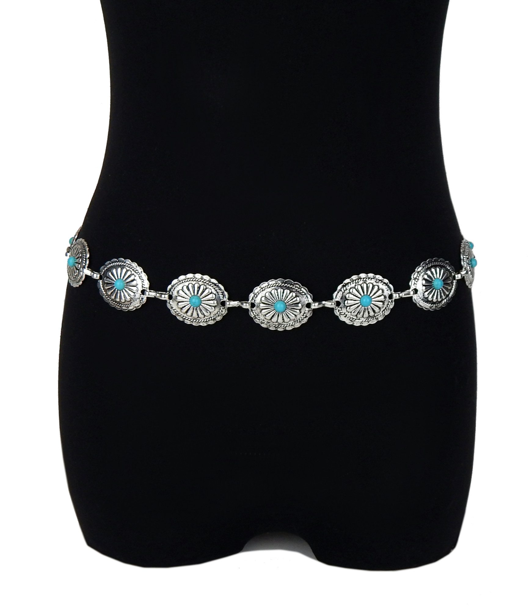 Ella Jonte Kettengürtel silber türkis 75 - 110 cm im Boho Ibiza Style verst günstig online kaufen