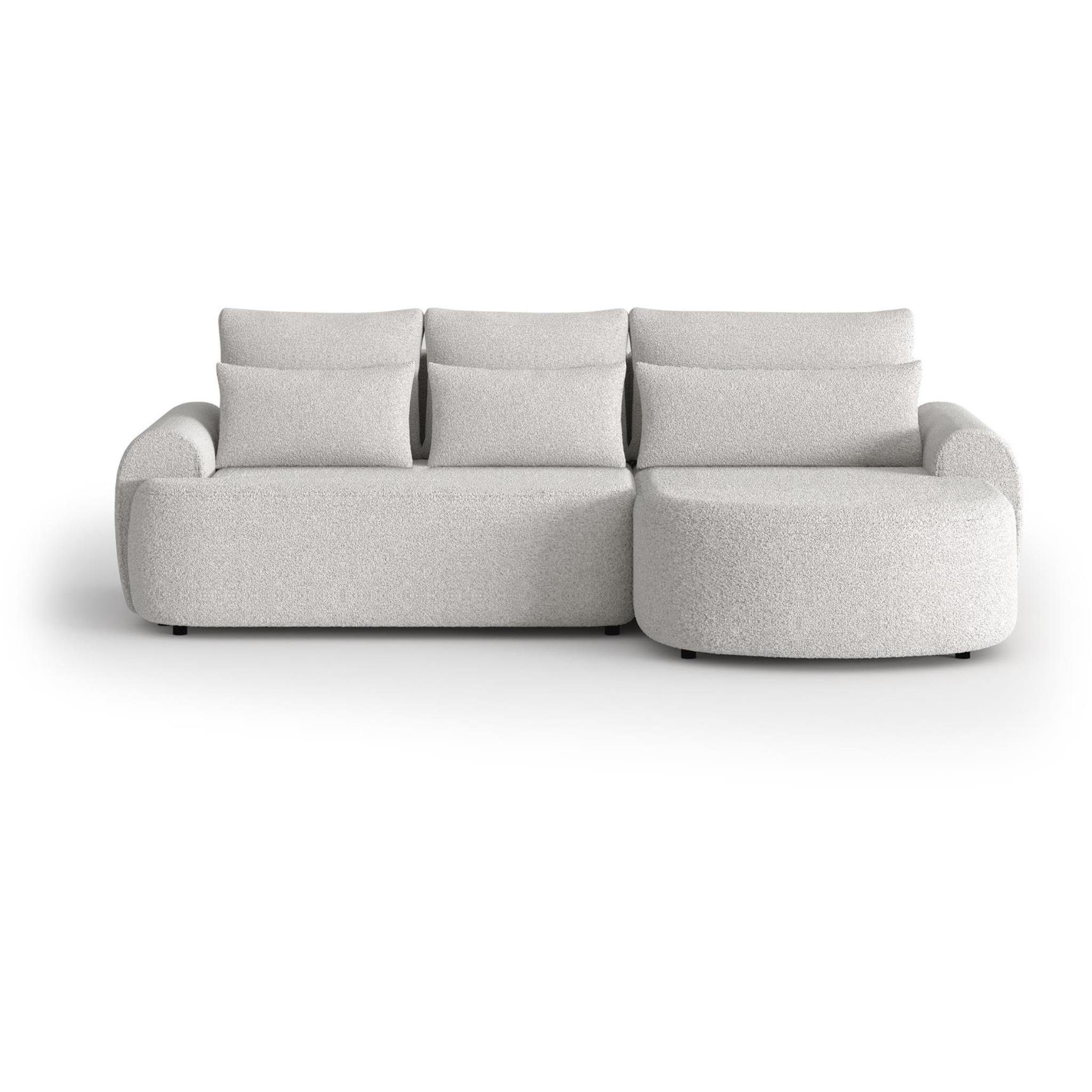 Beautysofa Ecksofa Olivio, mit Wellenunterfederung, beige, Relaxfunktion, 21) Rosa aus gepolstert Boucle-Stoff (Catch me mit mit Ecke Bettkasten