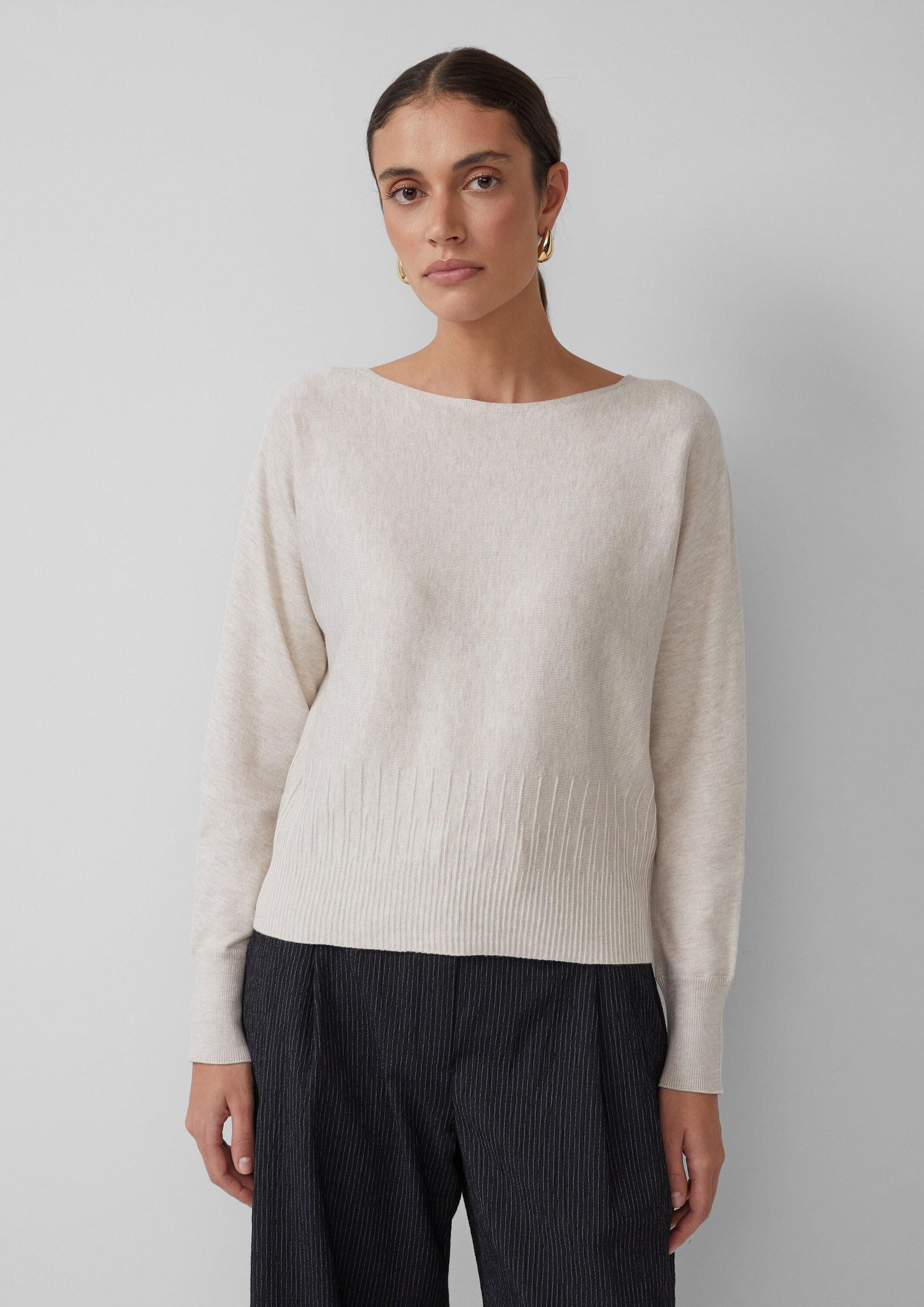 s.Oliver Longpullover Strickpullover Strickpullover mit Strukturmuster am Saum