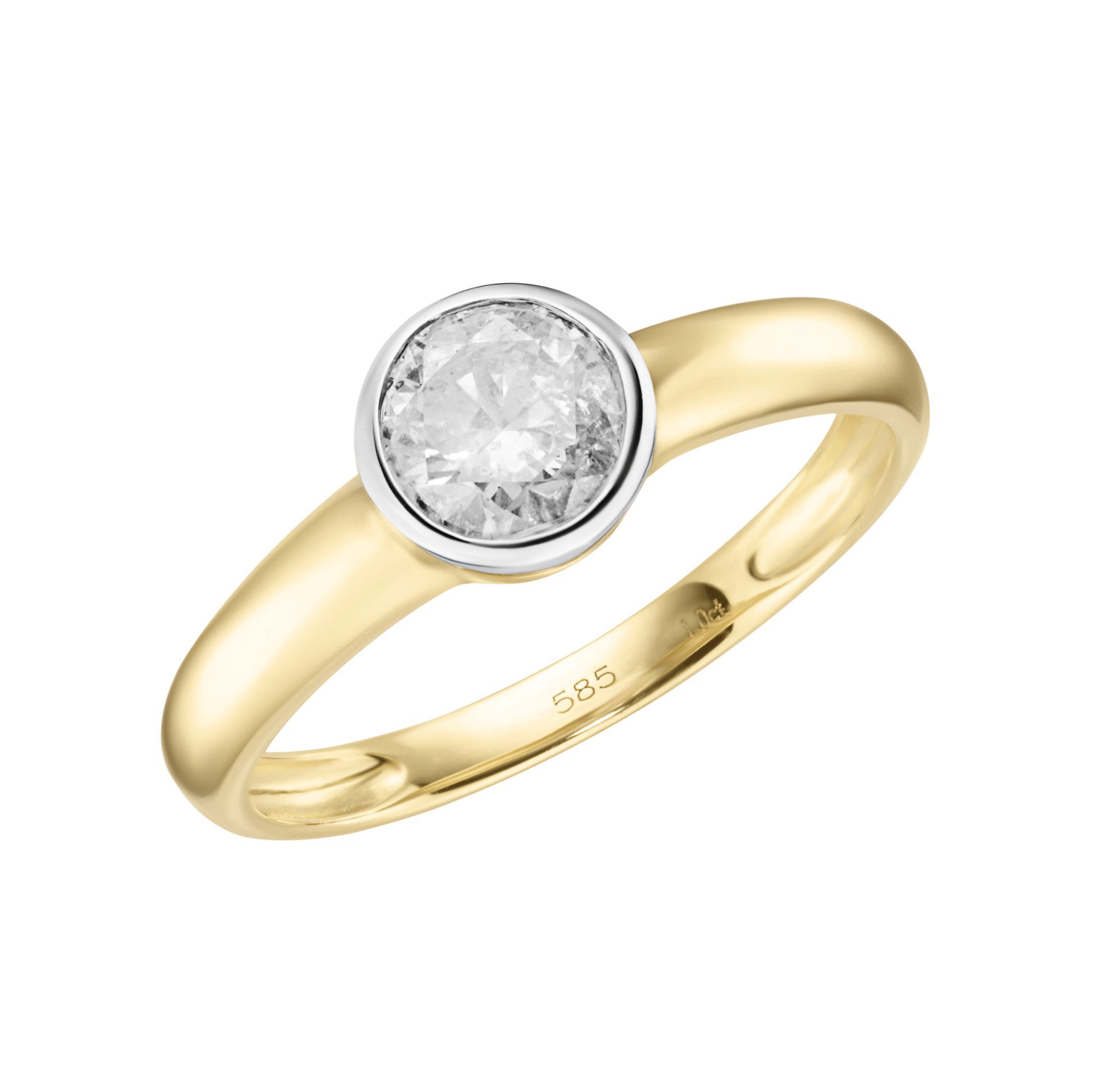 Luigi Merano Diamantring mit einem Brillant 1,0 ct in Zargenfassung, Gold 585