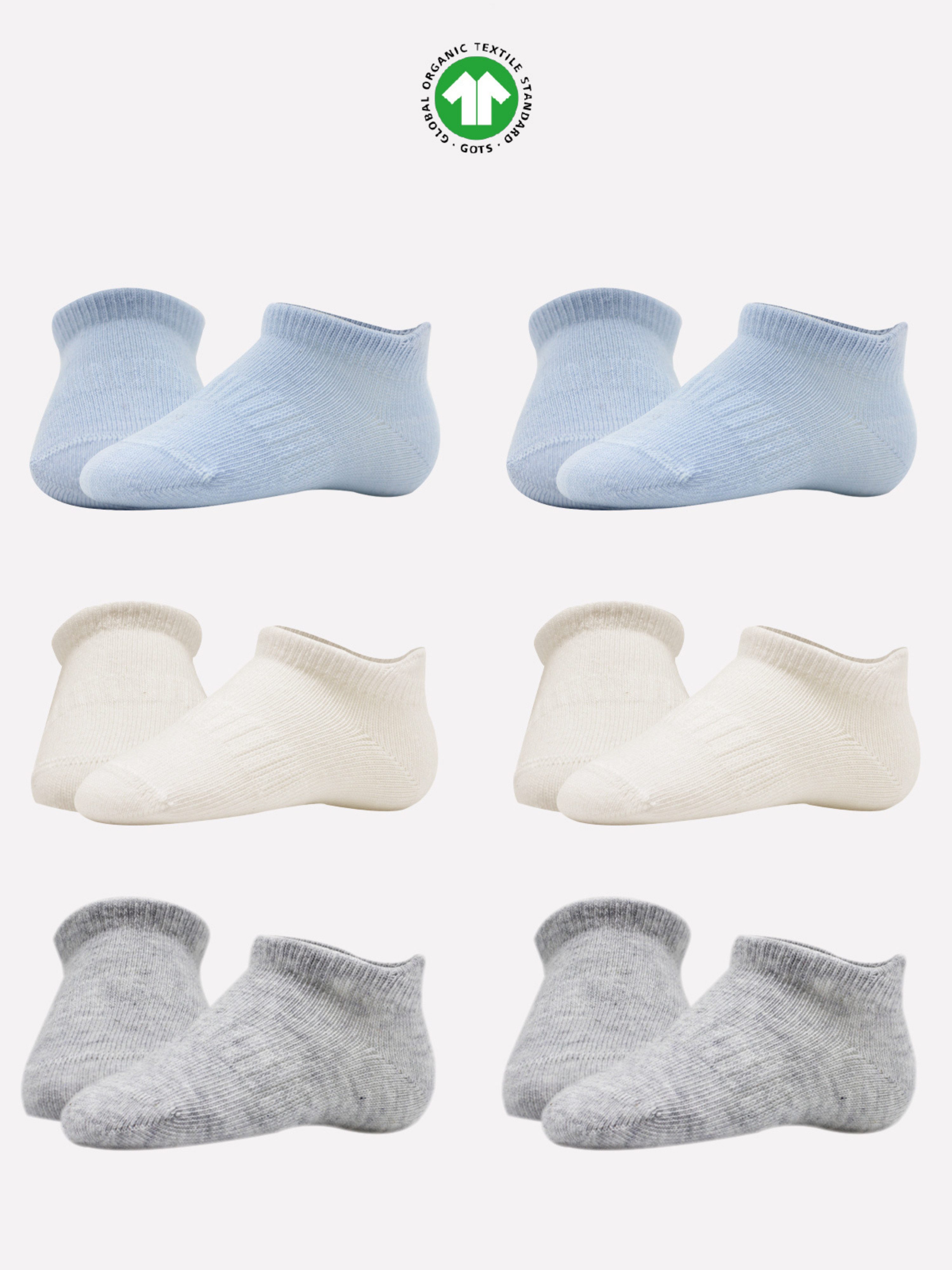bistyle Sneakersocken (6er Pack) Sneakersocken Babys Jungen Mädchen Babysocken Kurzsocken (Set, 6-Paar, 6er-Pack) Bio-Baumwolle GOTS zertifiziert 0-6 Monate bis 2-3 Jahre