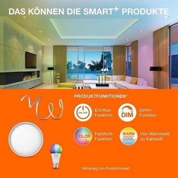 Ledvance LED-Leuchtmittel LED Lampe E27 Smart Bluetooth dimmbar Spotlampe RGBW 6W, E27, Warmweiß, Dimmbar, Energiesparend, Farbwechsel, App-Steuerung