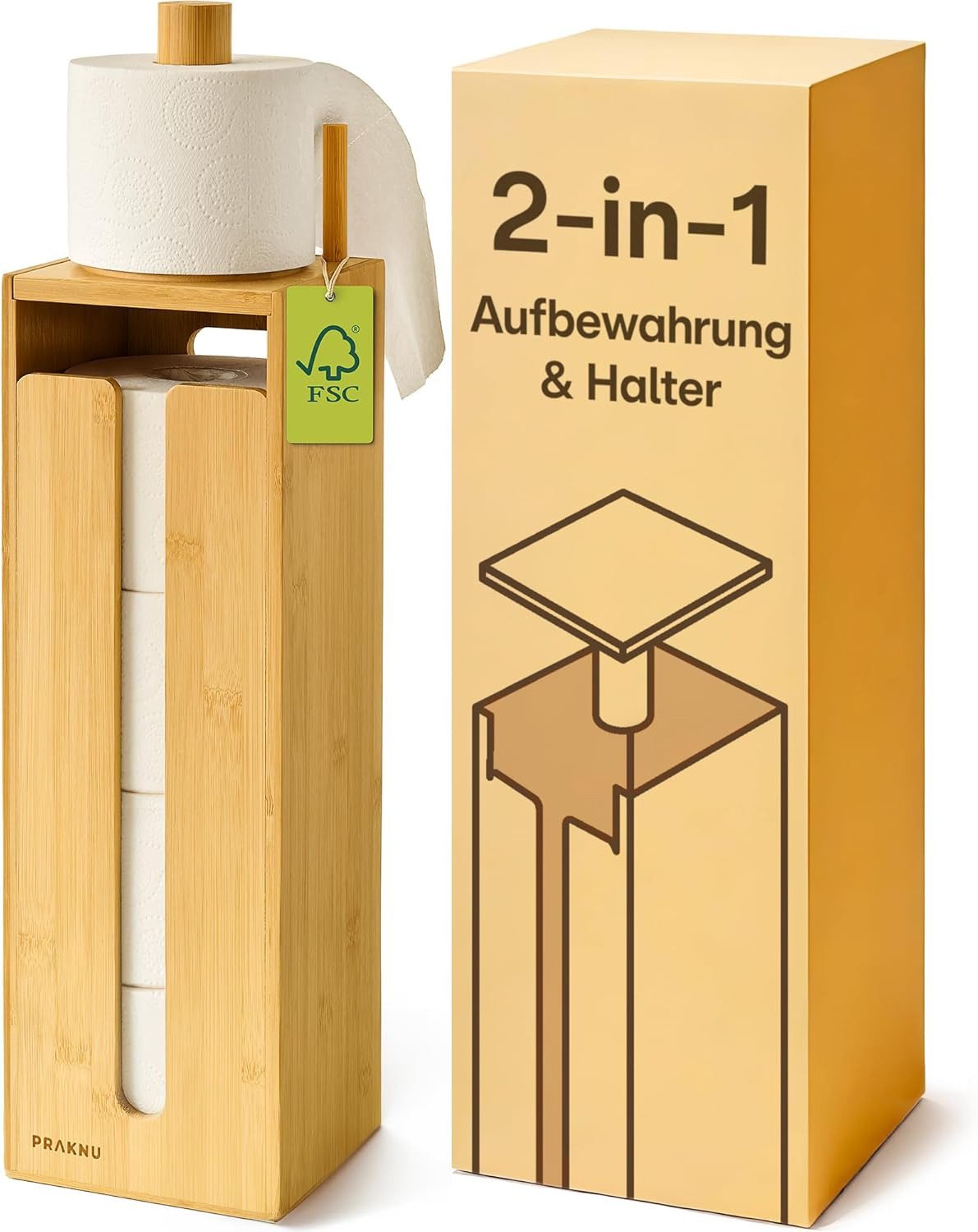 Praknu Toilettenpapierhalter Stehend mit Ablage, Toiletten günstig online kaufen