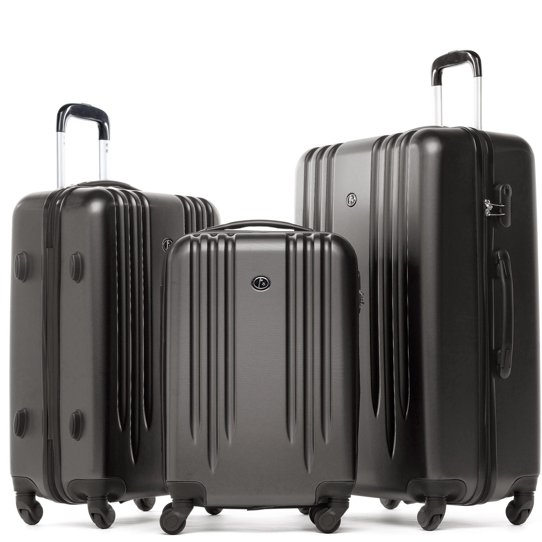 FERGÉ Kofferset Hartschale 3 teilig Koffer Set Marseille, 4 Rollen, (3er Kofferset stabil und leicht mit Zahlenschloß, 3 tlg., Hartschalen-Trolley Set 3 Größen Handgepäck Koffer M XL), Trolley 3er Koffer Set, Reisekoffer 4 Rollen, Premium Rollkoffer