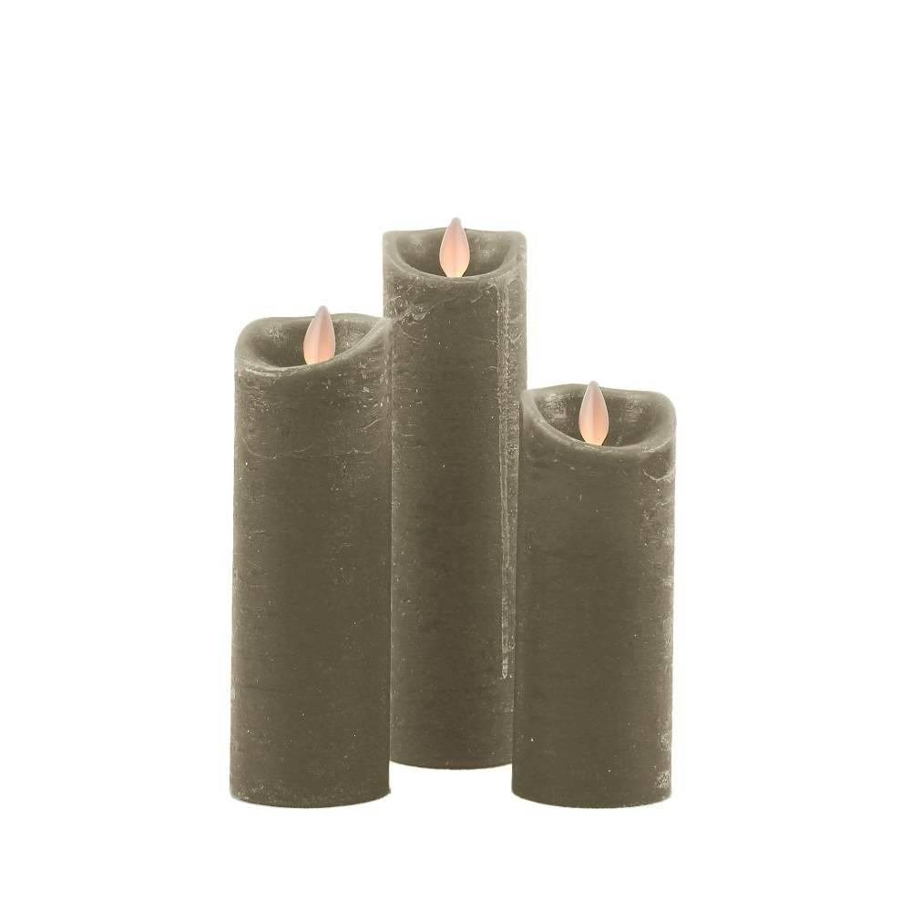 LED-Kerze MB-20197 3er LED Echtwachskerzen Set beige