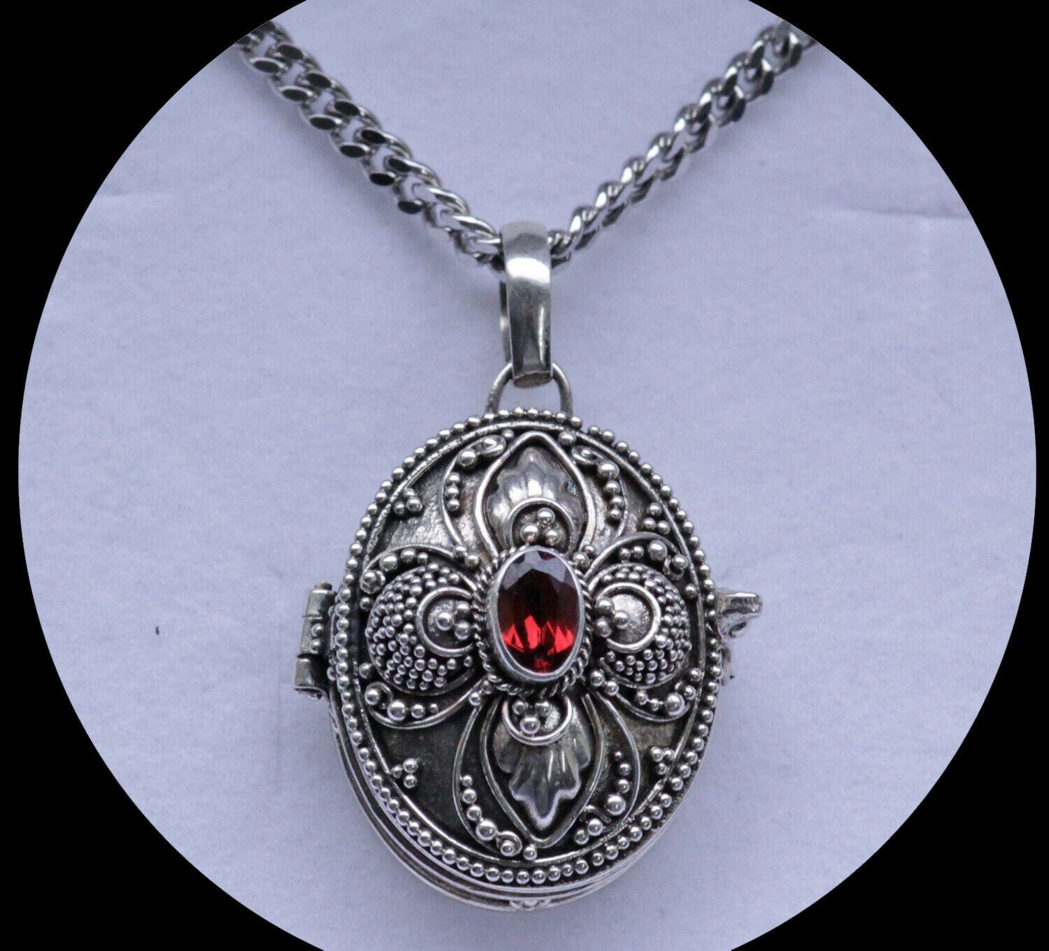 HOPLO Kettenanhänger Medaillon Granatstein Silberkette Anhänger 925 Silber günstig online kaufen