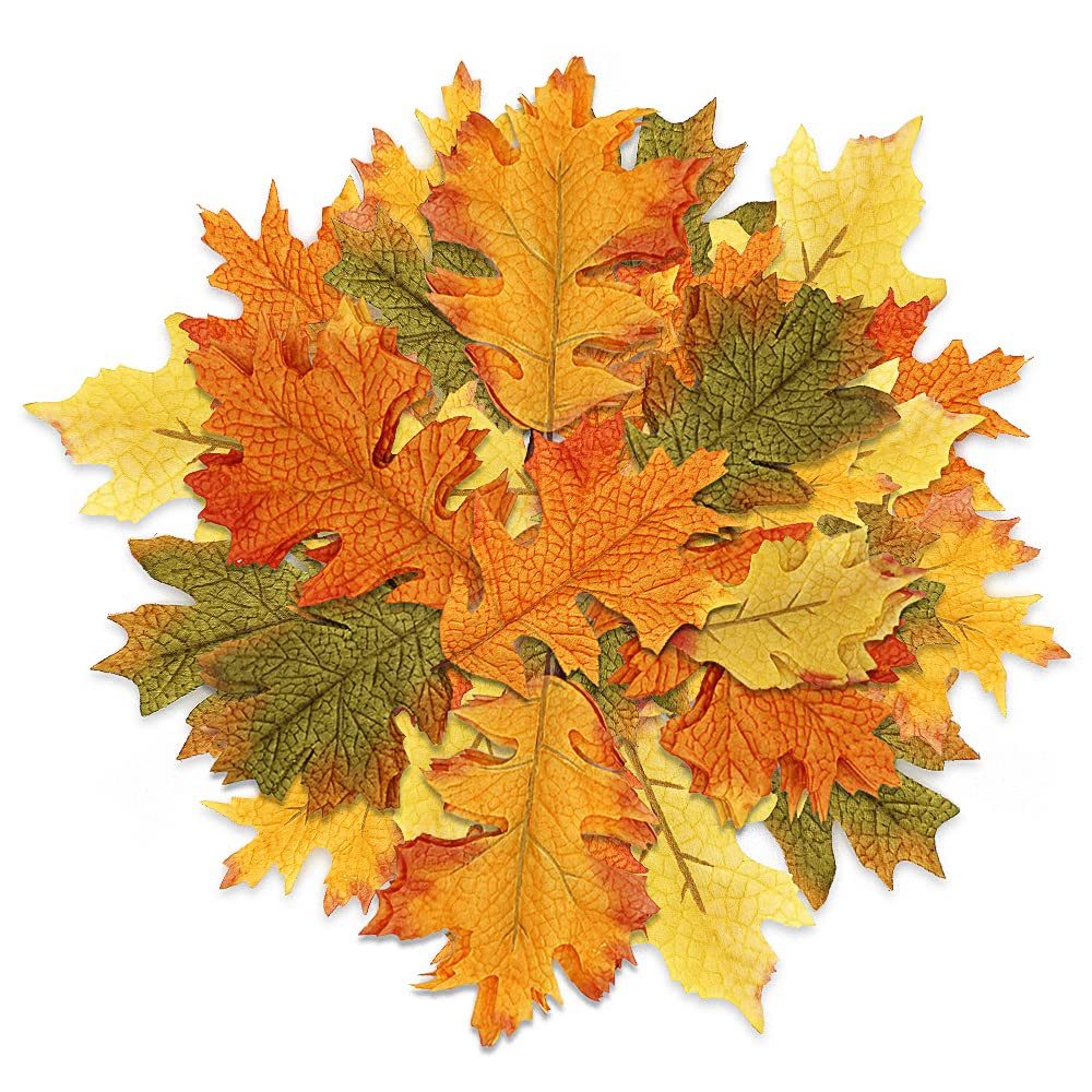 Kunstblume 50 Stück künstliche Herbstblätter für Herbstbasteleien, FOUORTUNATE-BEE, Geschenkverpackungen, Tischdekorationen, herbstliche Partydekorationen