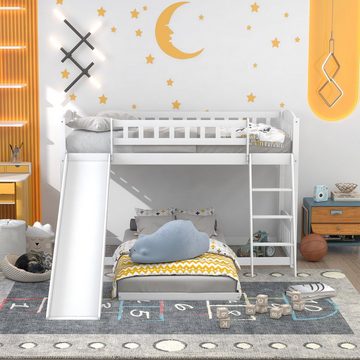 REDOM Bett Häusliche Betten, Kinderbett, Etagenbett mit Rutsche (Mit Lattenrost 90 x 200 cm, Massives Kiefernbett), Ohne Matratze